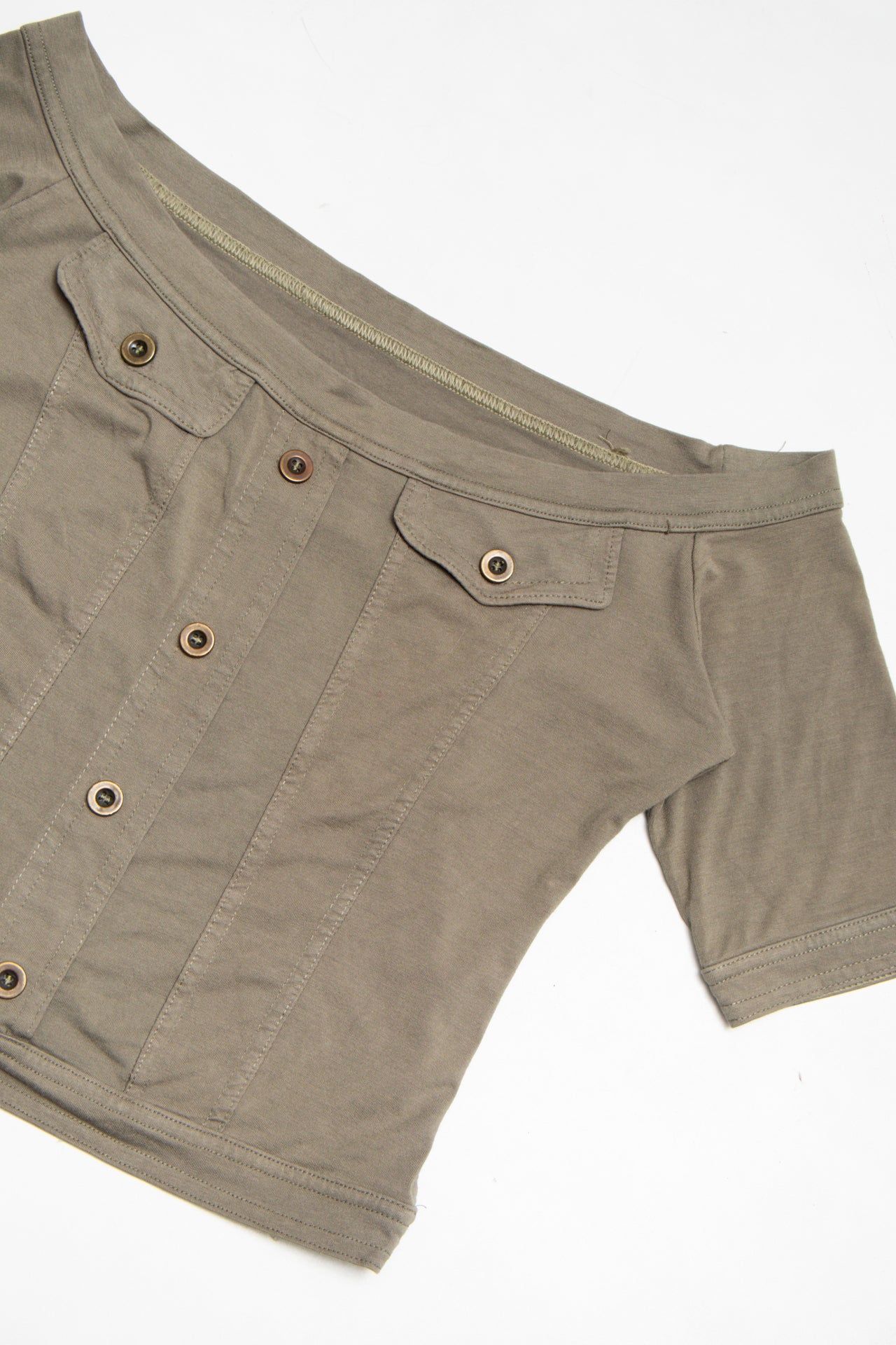 #25 khaki paneled buttoned top | c. 161 | size 8