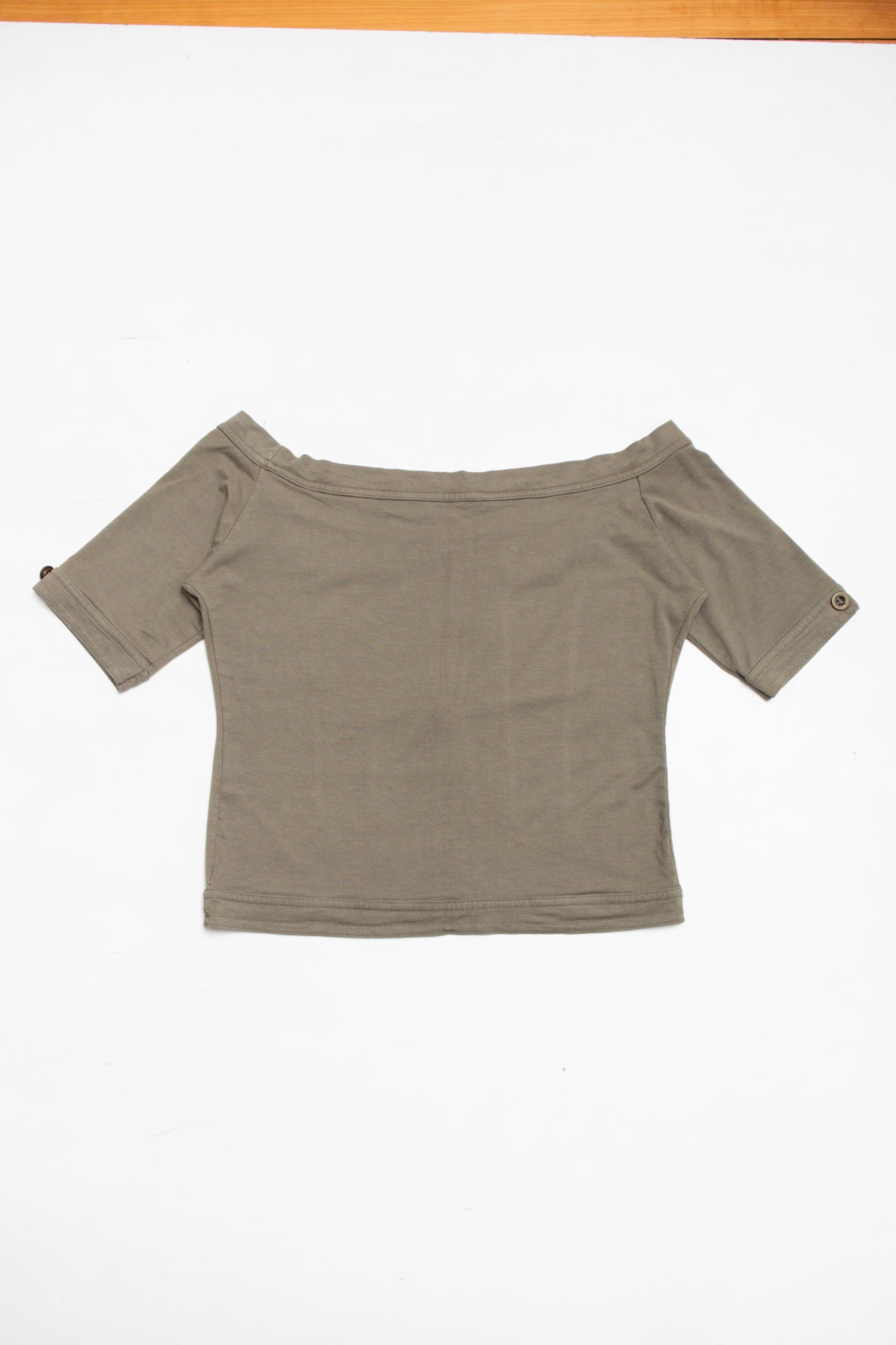 #25 khaki paneled buttoned top | c. 161 | size 8