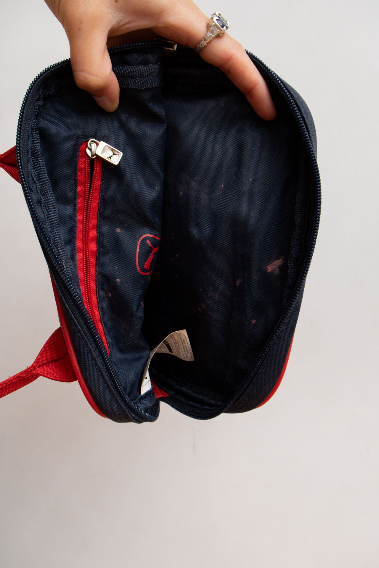 #108 Red and Navy Mini Puma Bag | C.146