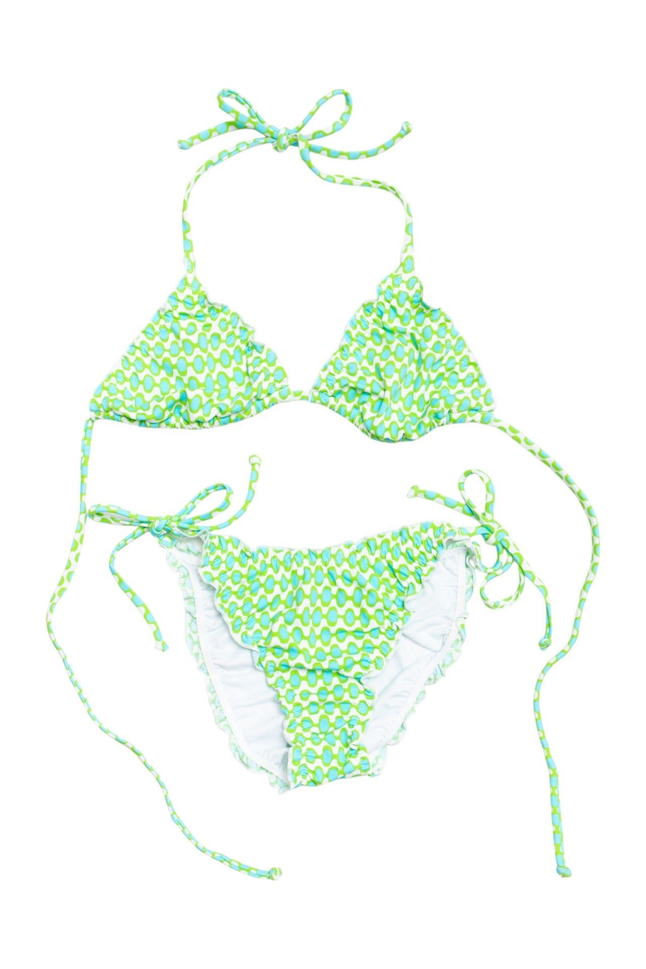 #67 Golden Lady green/blue ruffled bikini set | c. 161 | size 6
