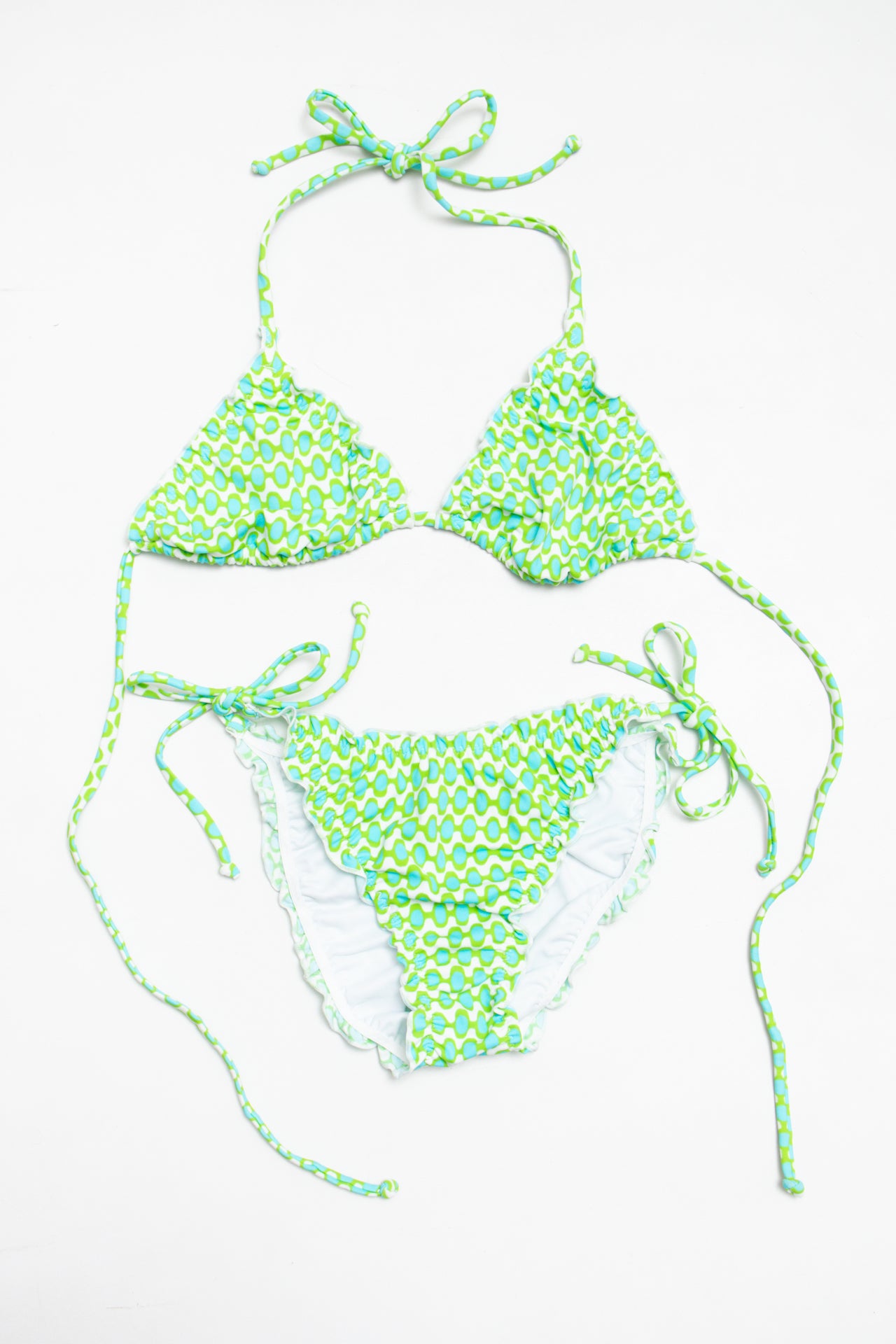 #67 Golden Lady green/blue ruffled bikini set | c. 161 | size 6