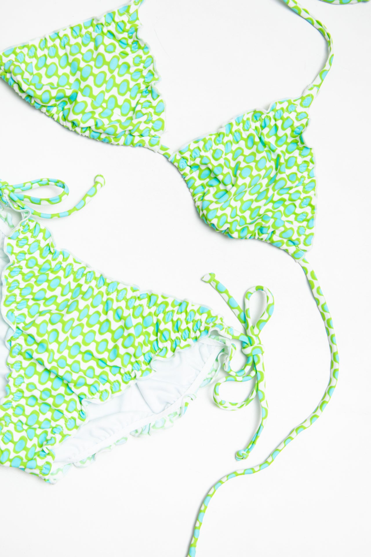 #67 Golden Lady green/blue ruffled bikini set | c. 161 | size 6