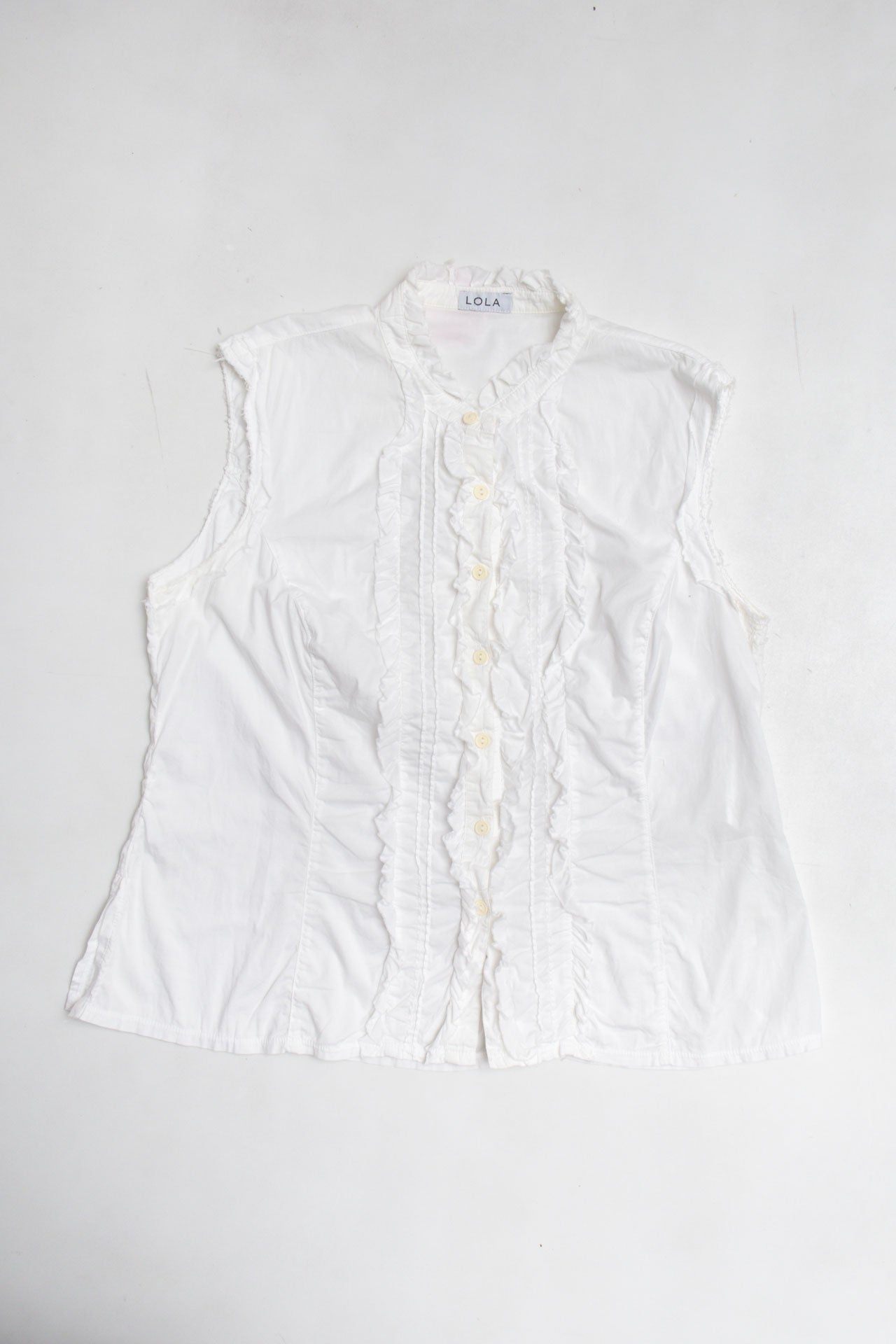 #16 Greece Ruffled Button up Top | C.147 | Size 12/14