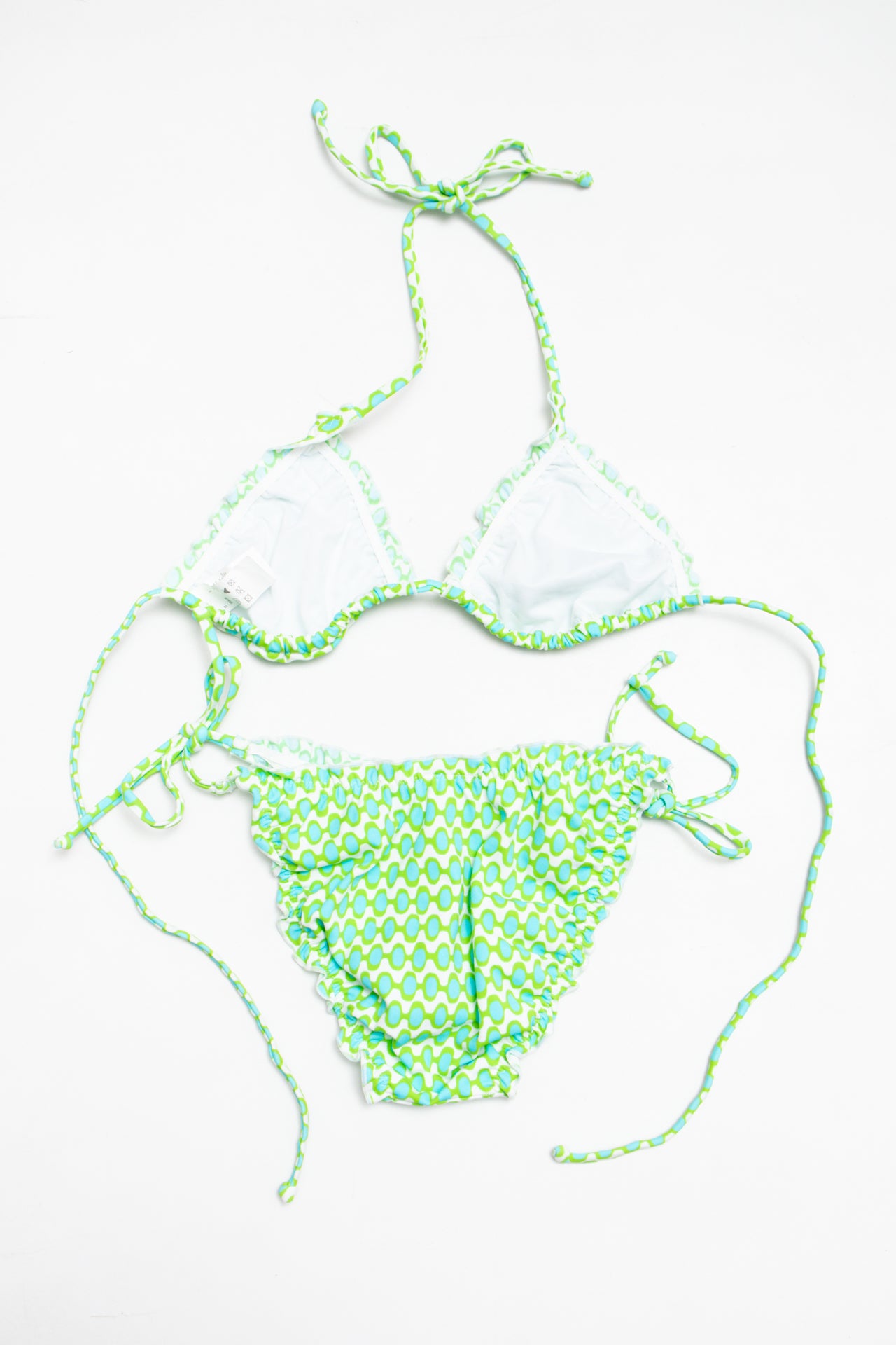 #67 Golden Lady green/blue ruffled bikini set | c. 161 | size 6