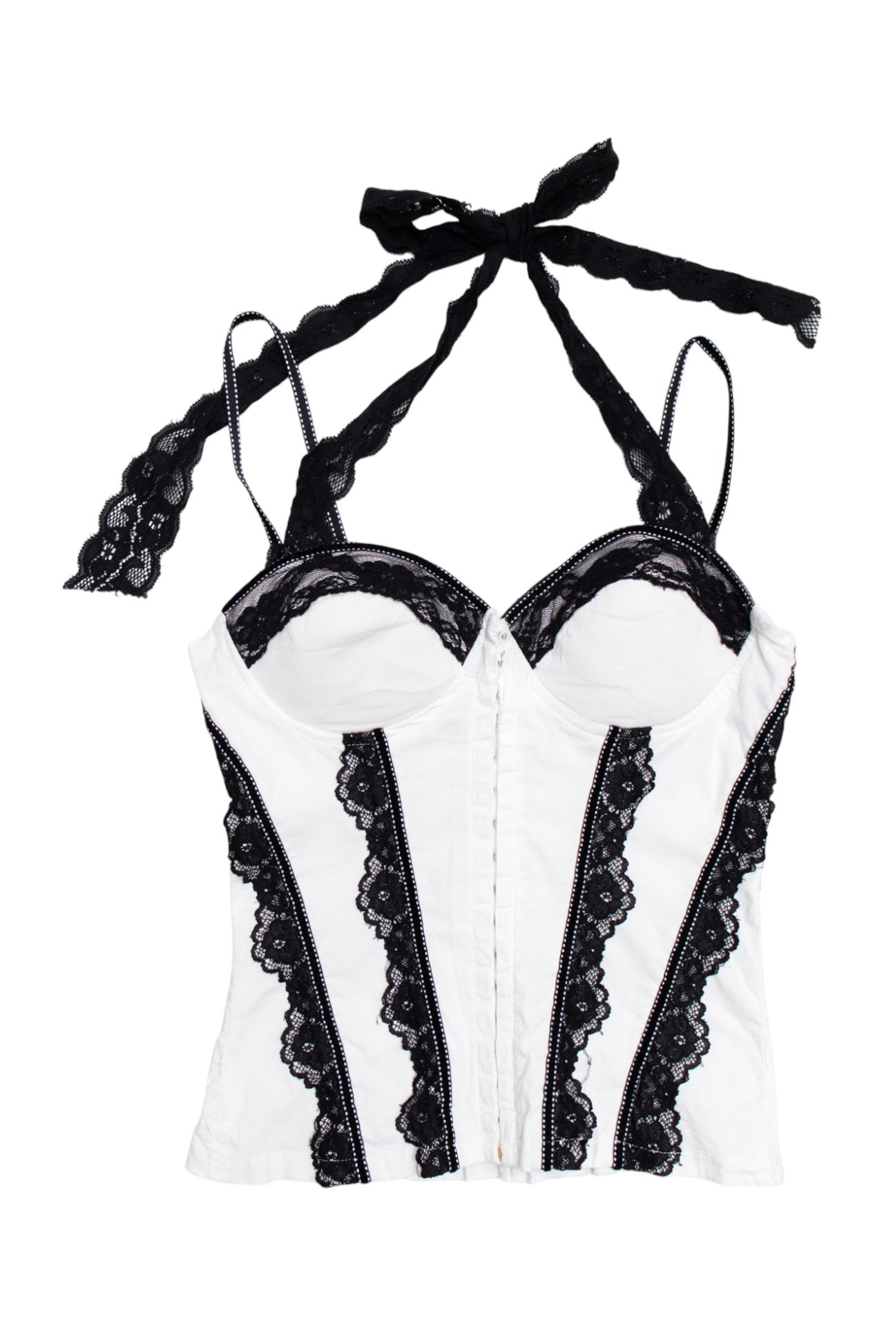 #84 Charlotte Russe white/black corset top | c. 161 | size 8