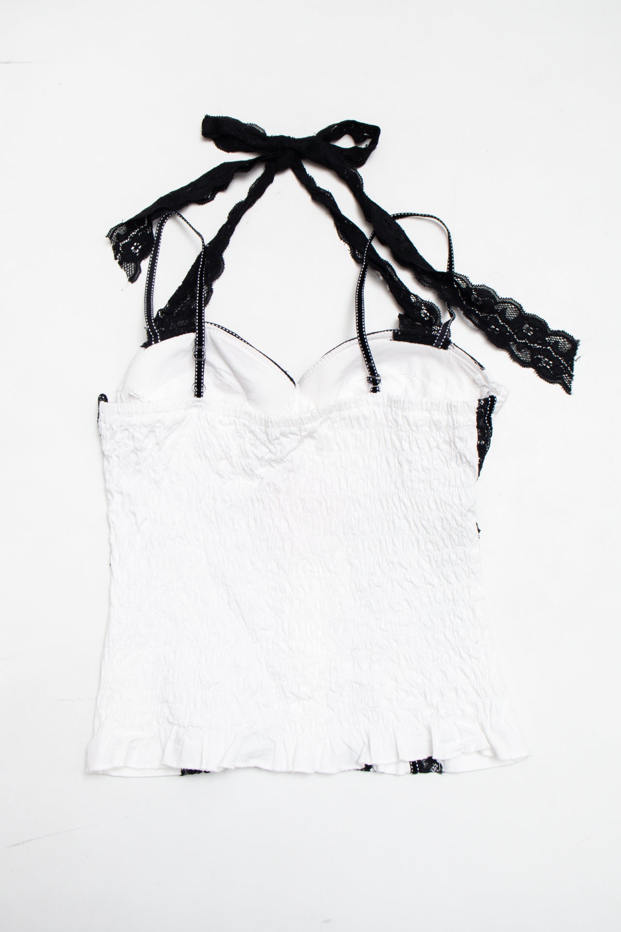 #84 Charlotte Russe white/black corset top | c. 161 | size 8