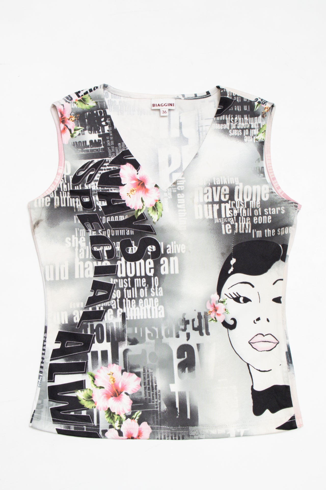 #86 Biaggini text print tank | c. 161 | size 10