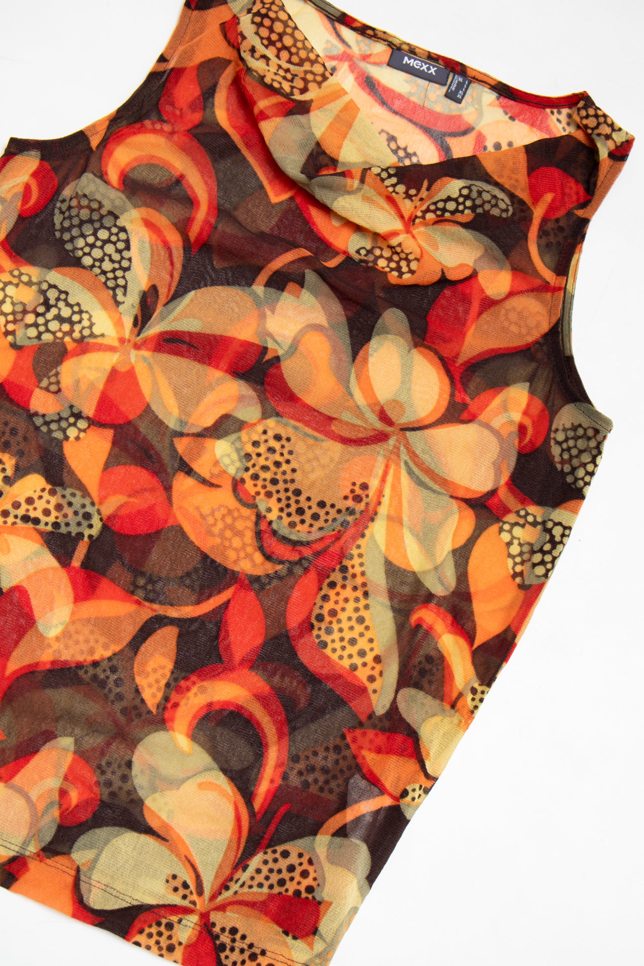#98 Floral cow neck mesh tank | c. 161 | size 10/12