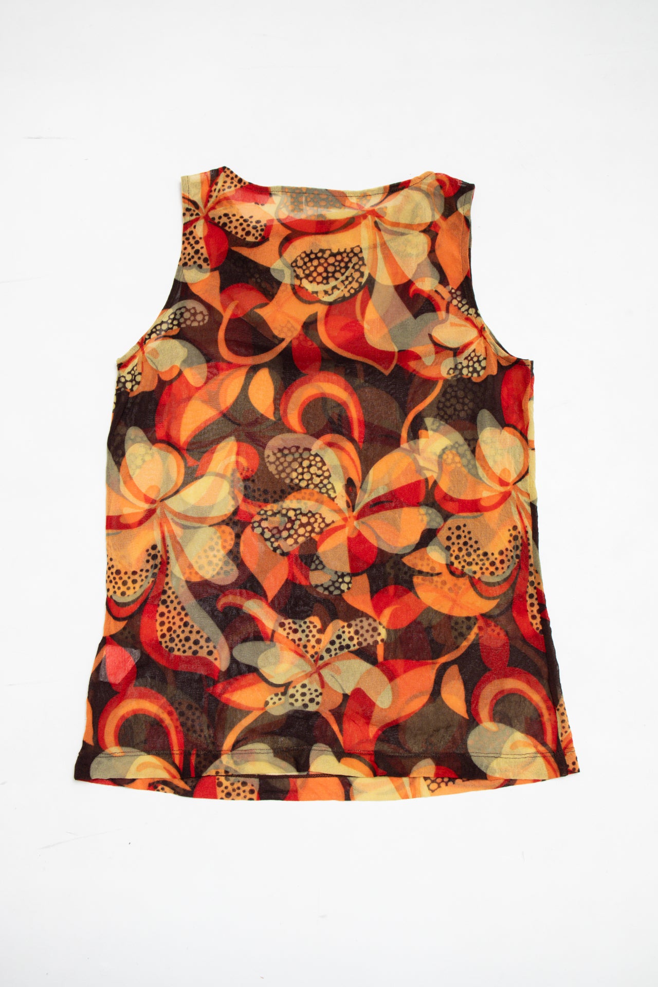#98 Floral cow neck mesh tank | c. 161 | size 10/12
