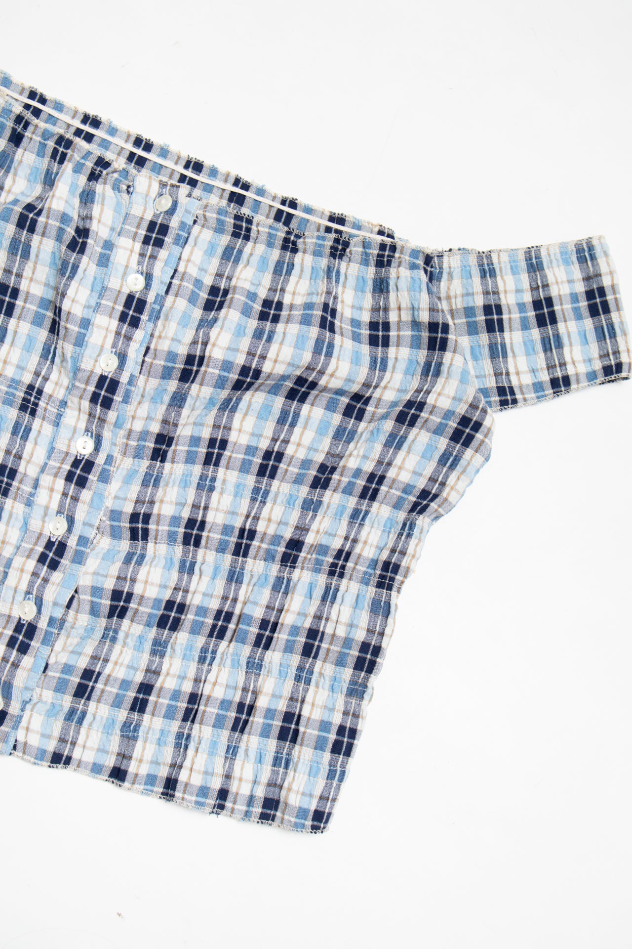 #118 Off Shoulder plaid button up top  | c. 161 | size 12
