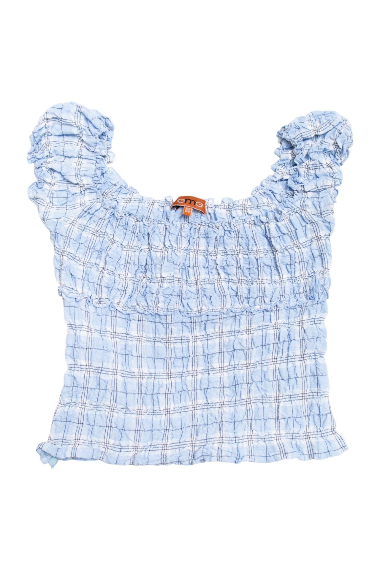 #123 baby blue plaid cottage core top | c. 161 | size 8/10