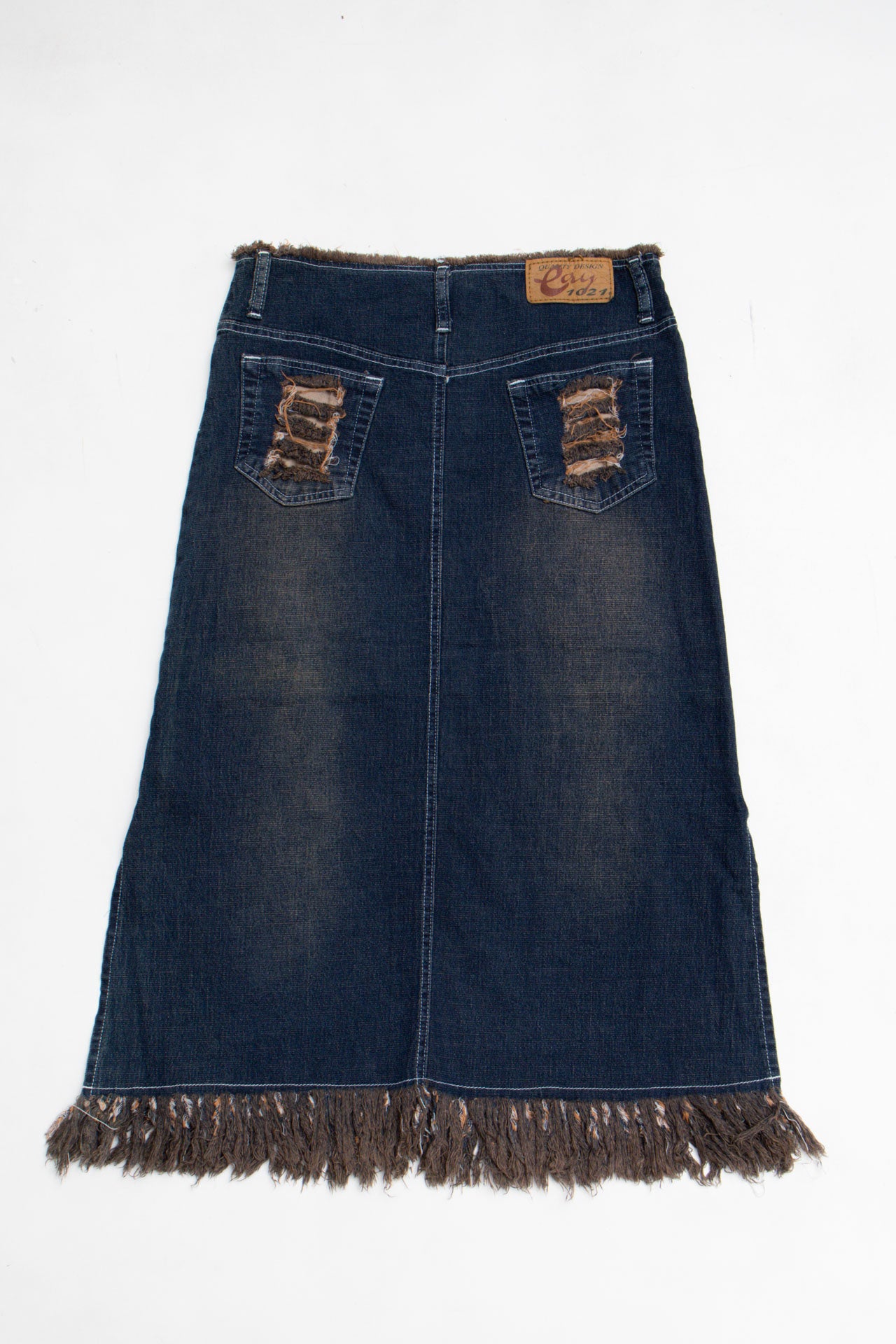 #70 Embroidered Denim Maxi Skirt| C.147 | Size 6