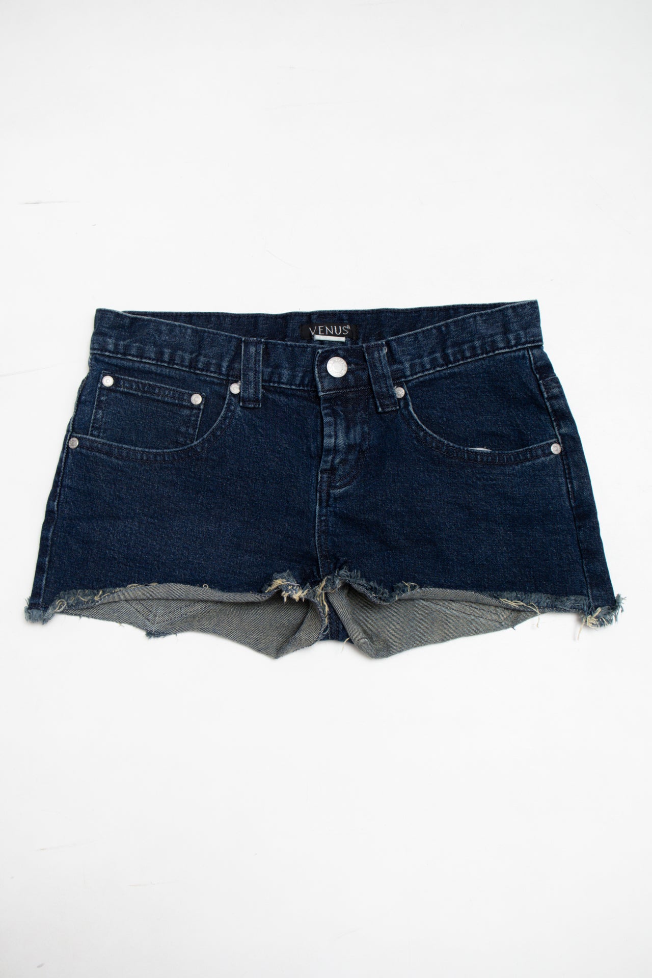 #174 Venus dark wash denim mini shorts | c. 161 | size 6