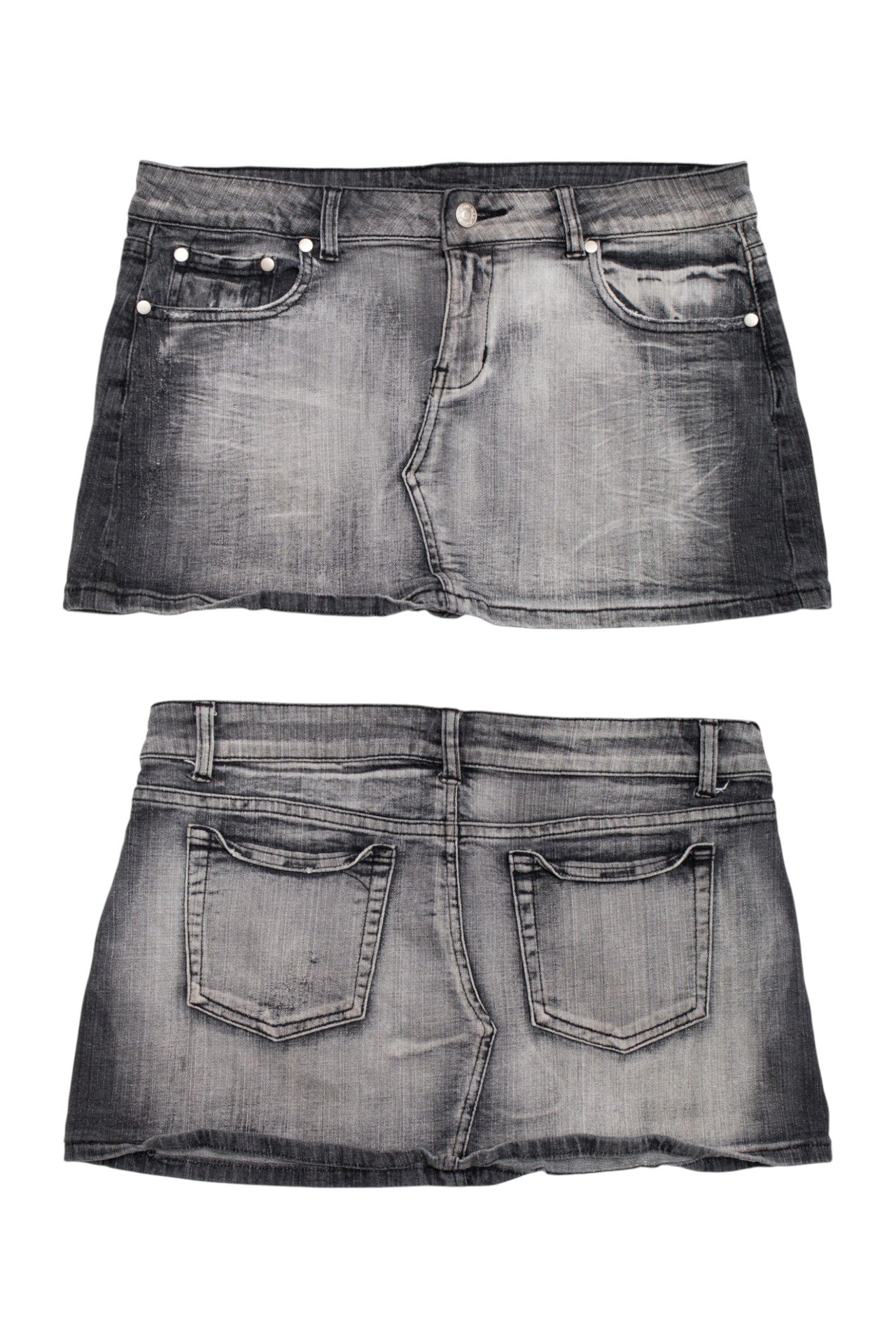 #175 grey wash denim mini skirt | c. 161 | size 8/10