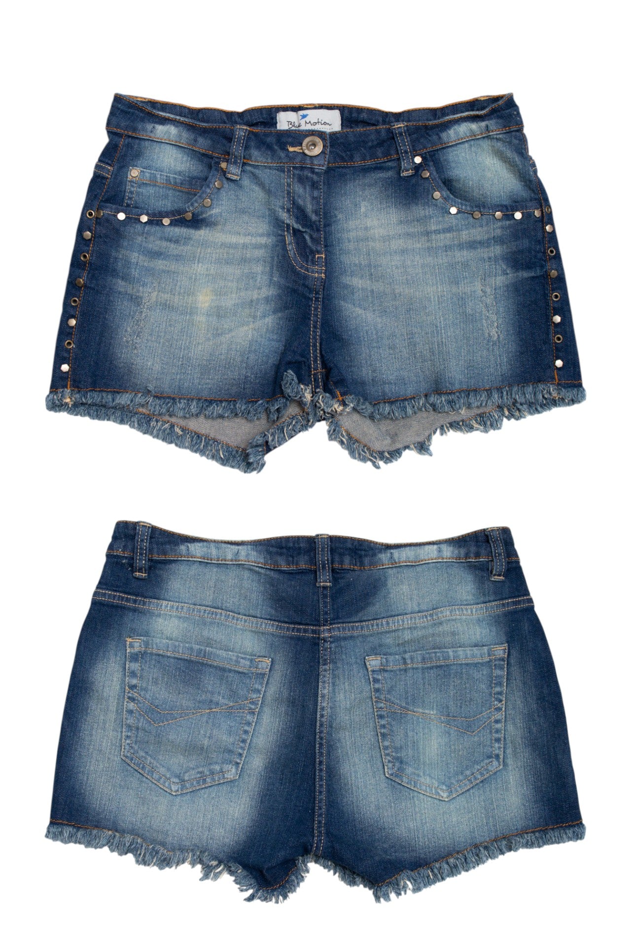 #176 Blue Motion studded shorts | c. 161 | size 8