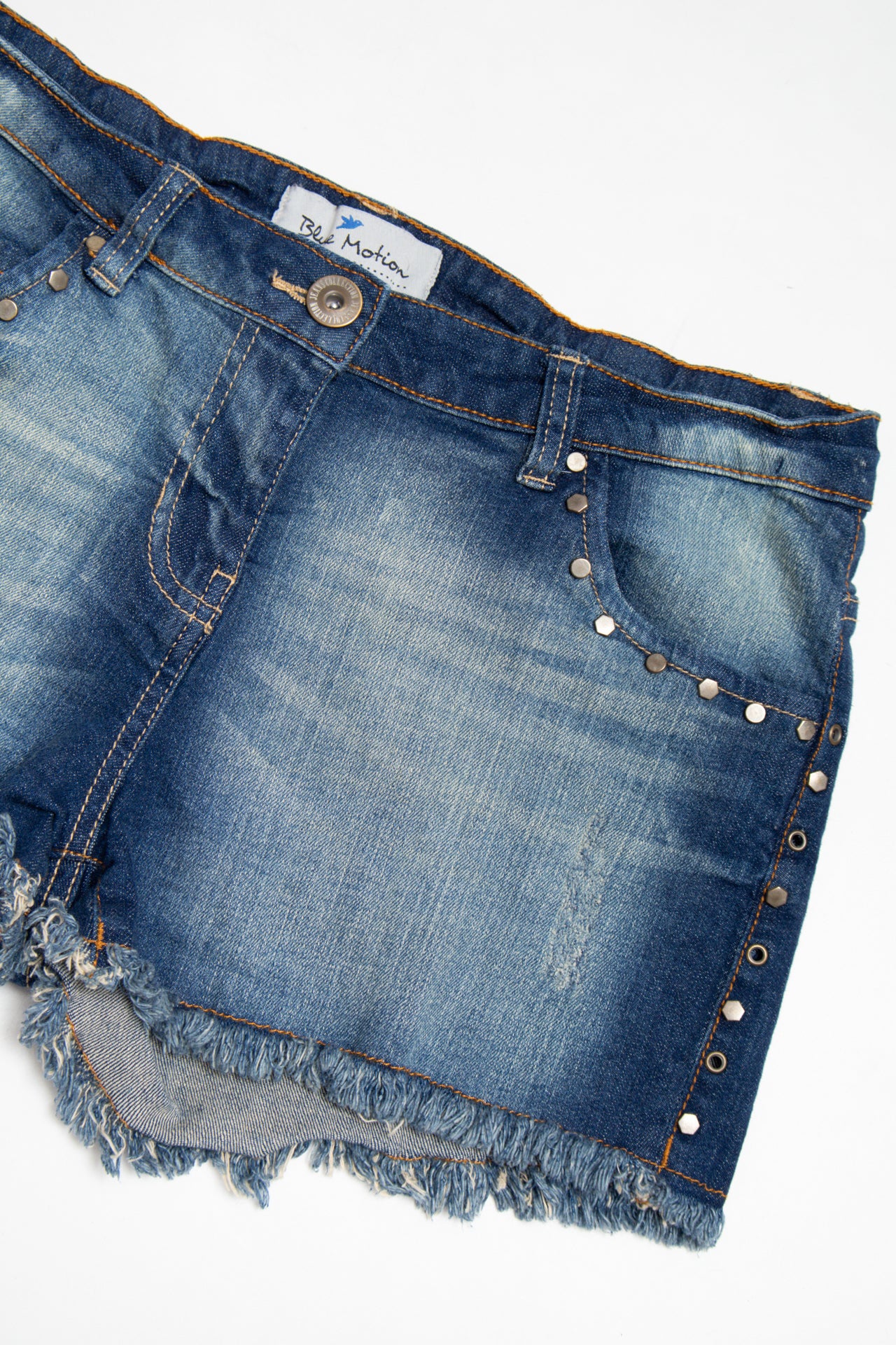 #176 Blue Motion studded shorts | c. 161 | size 8