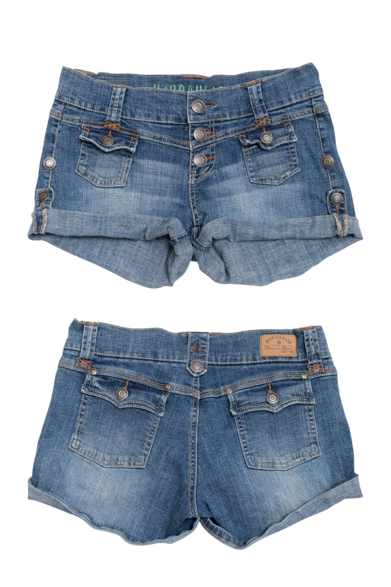#177 Hydraulic buttoned mini shorts | c. 161 | size 6