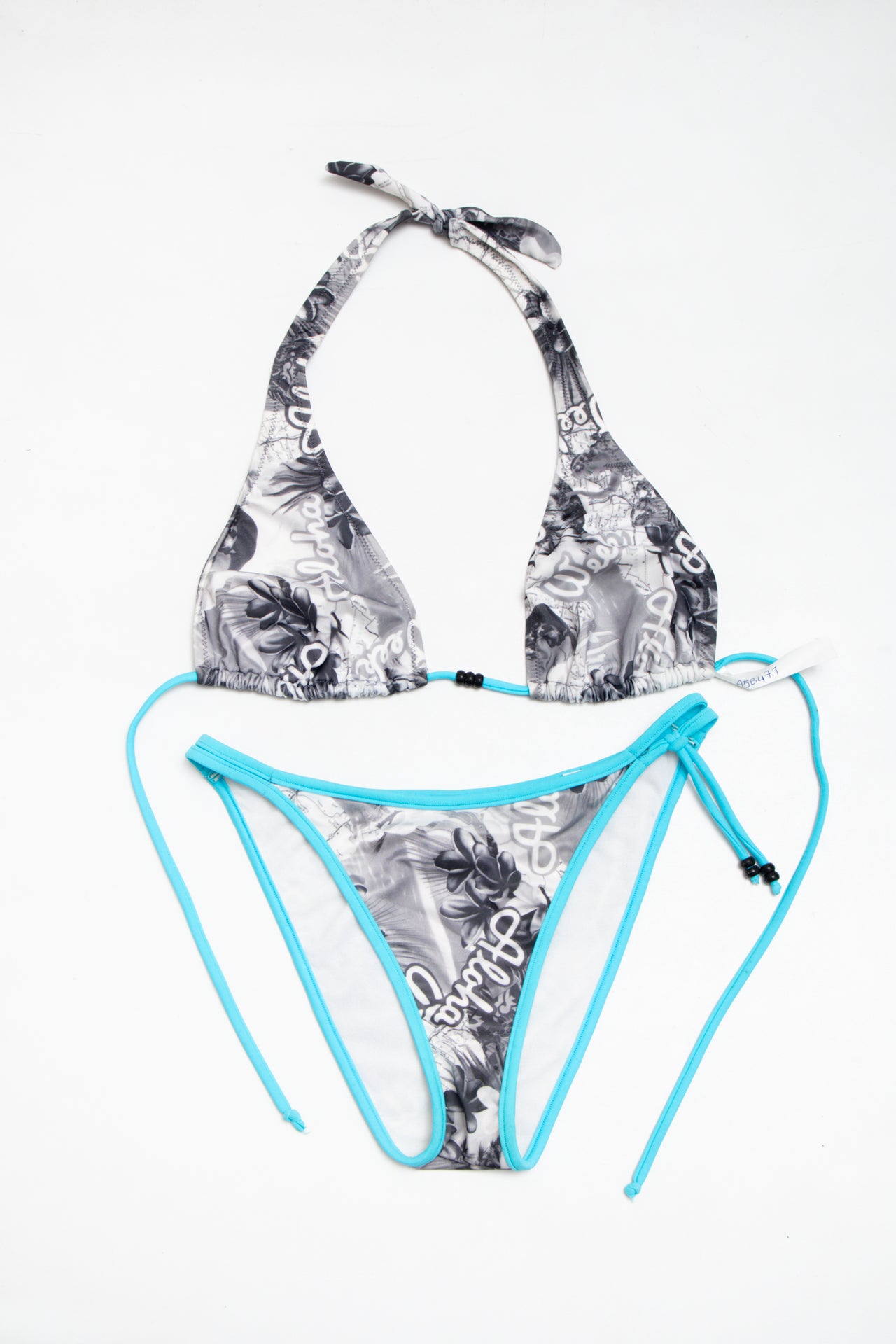 #207 Blu Bay Italian black/white/blue bikini set | c. 161 | size 8