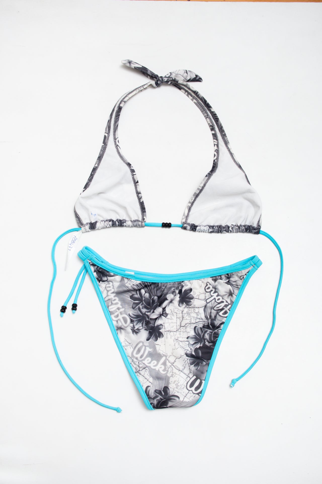 #207 Blu Bay Italian black/white/blue bikini set | c. 161 | size 8