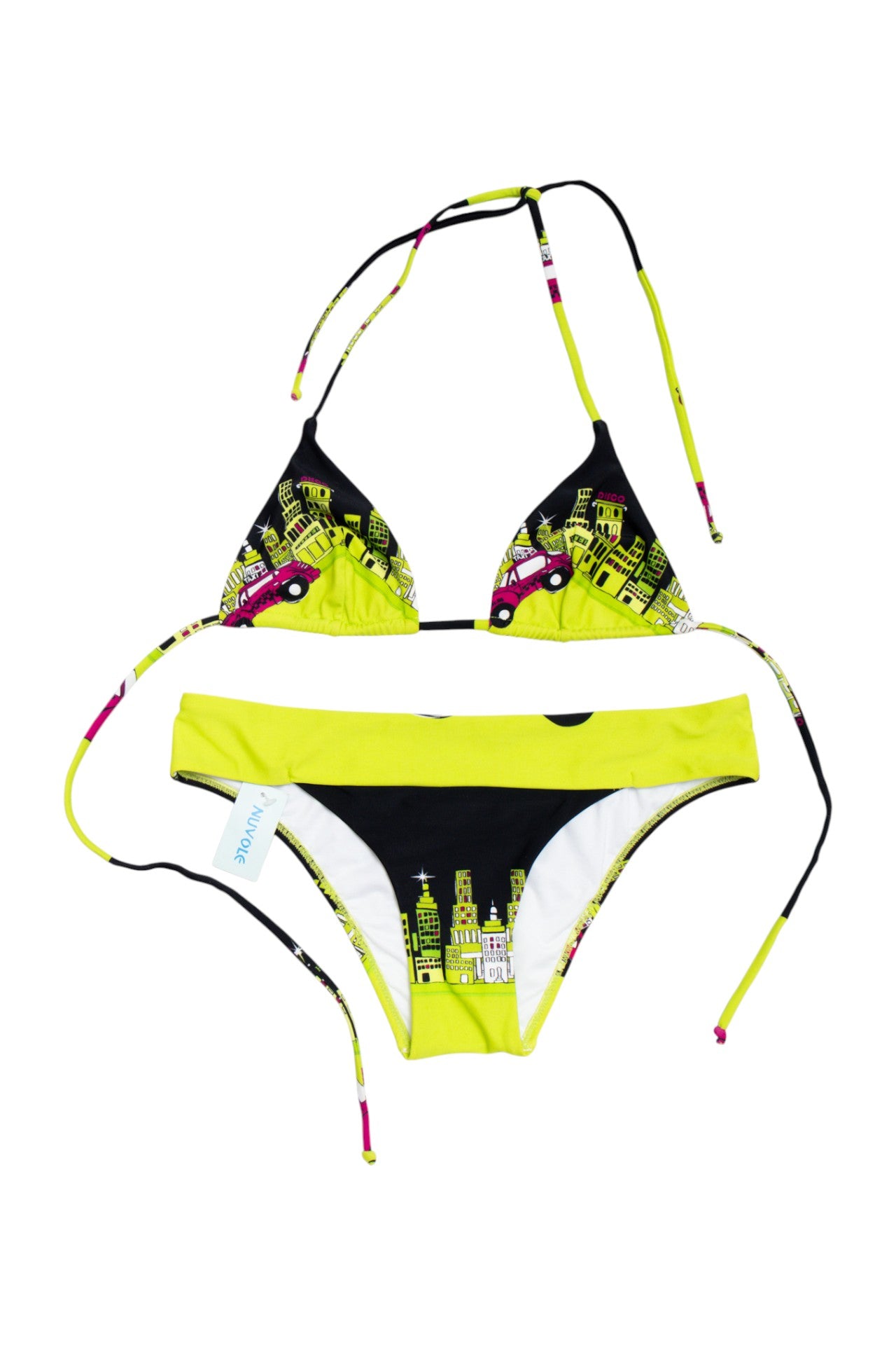 #208 Nuvole city print brat green bikini set | c. 161 | size 8