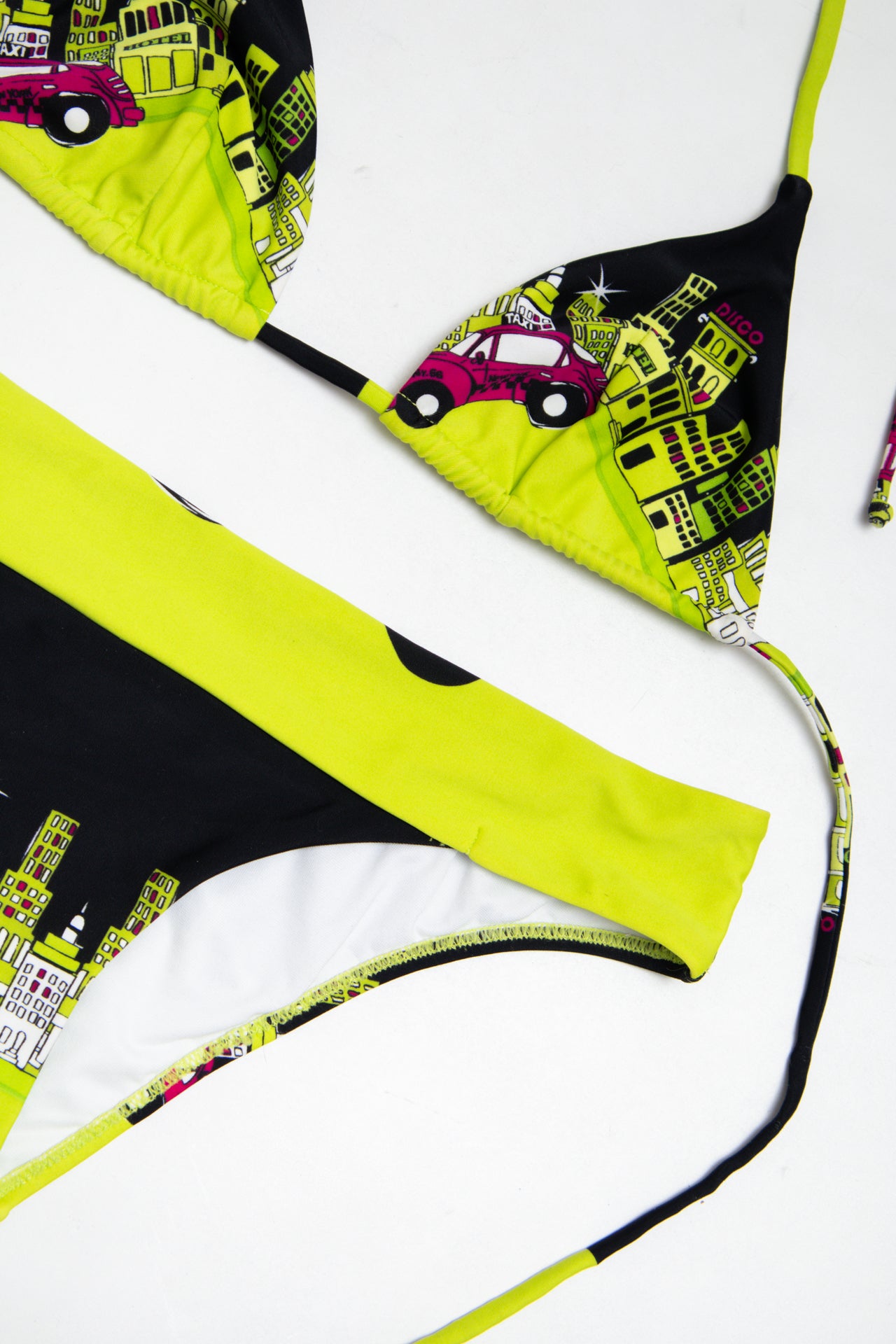 #208 Nuvole city print brat green bikini set | c. 161 | size 8