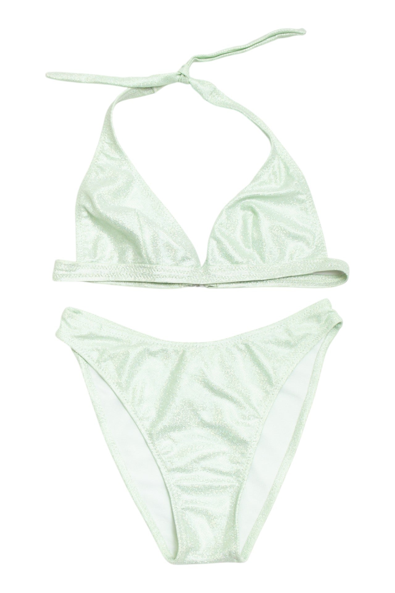 #214 sage green glitter halter | c. 161 | size 10