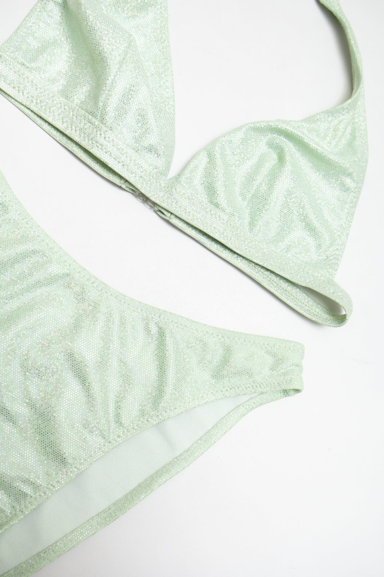 #214 sage green glitter halter | c. 161 | size 10