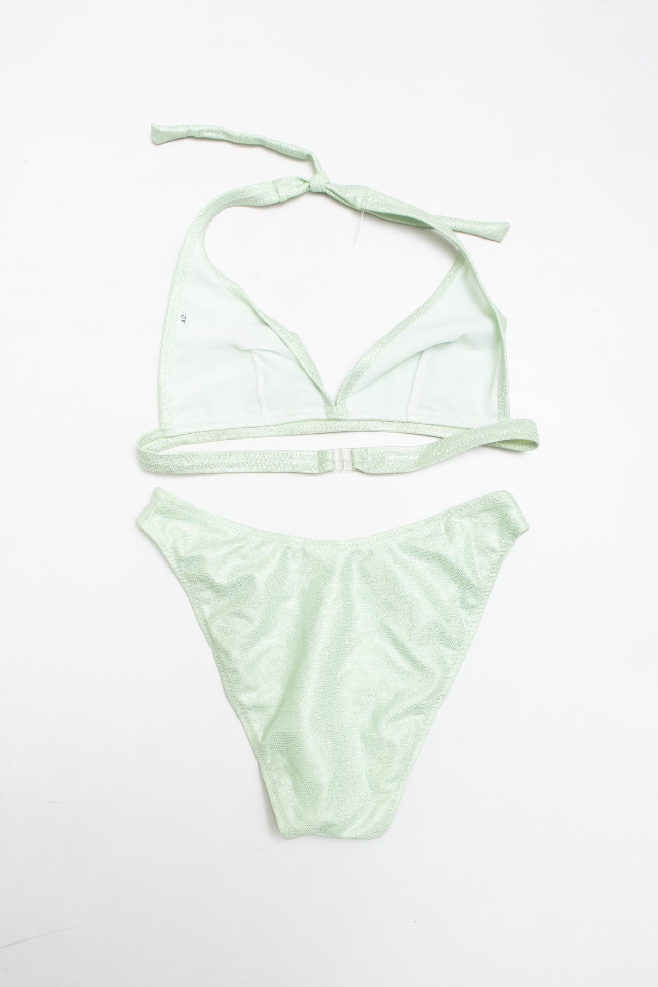 #214 sage green glitter halter | c. 161 | size 10