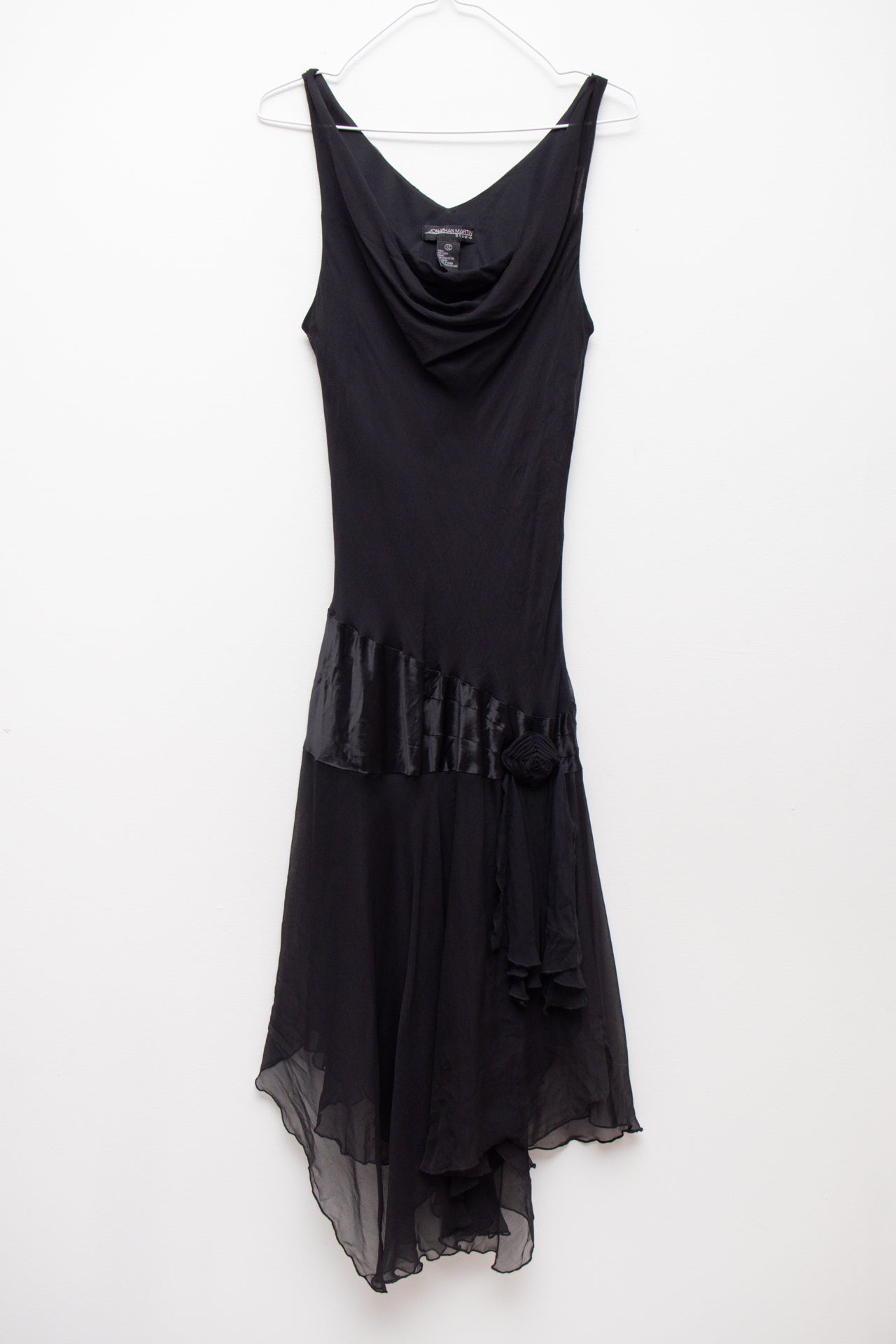 #246 Silk drop waist cow neck midi dress | c. 161 | size 8