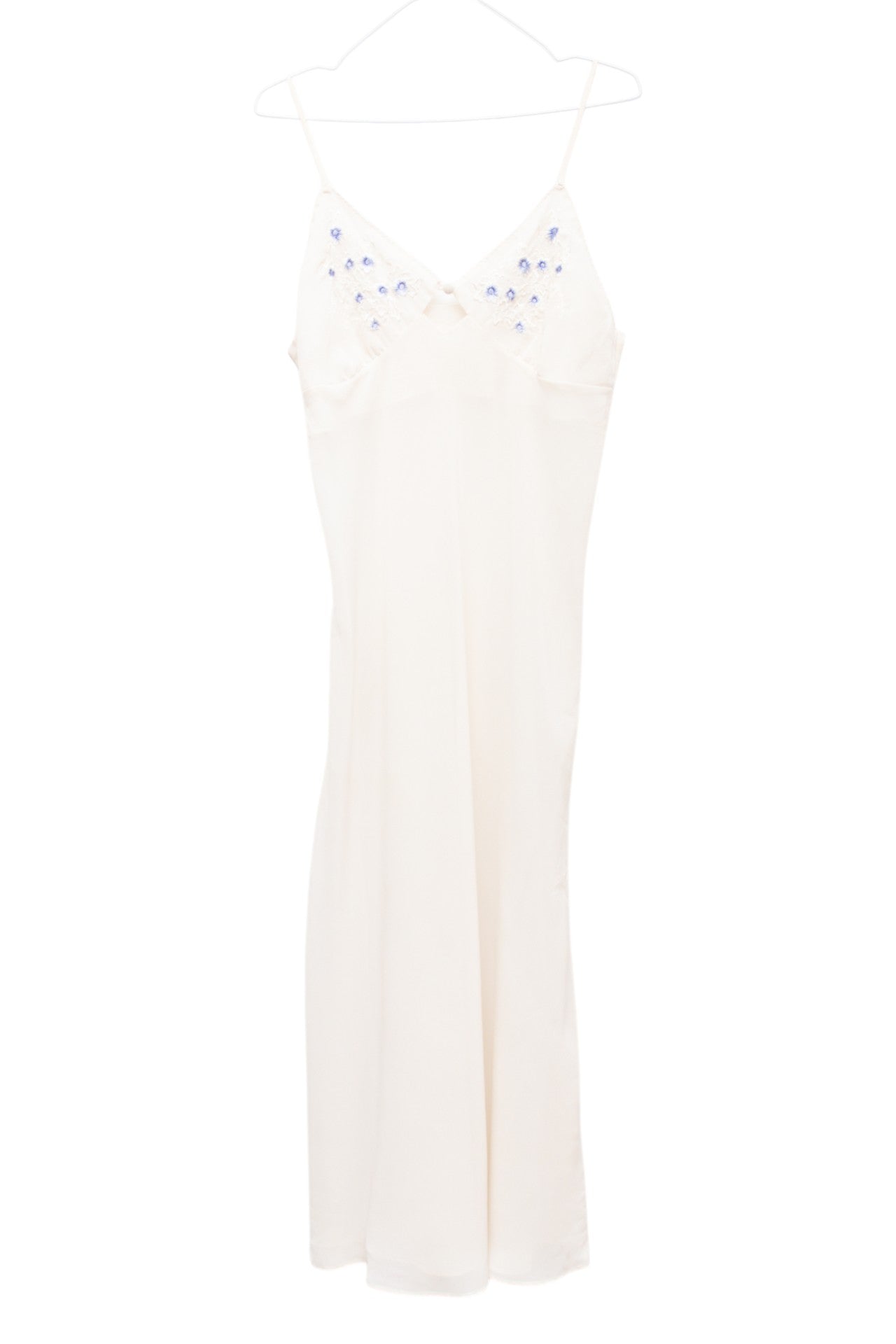 #253 Embroidered mesh sheer white slip dress | c. 161 | size 12/14