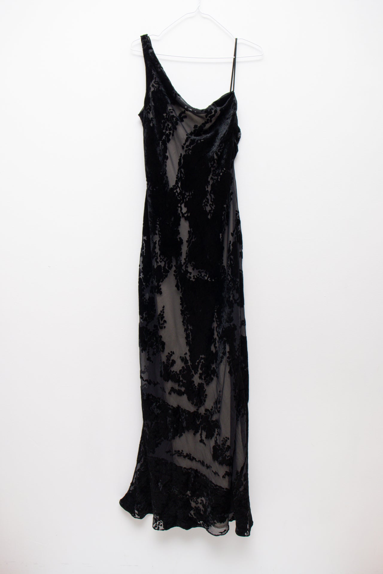 #250 one shoulder lined mesh evening dress | c. 161 | size 12