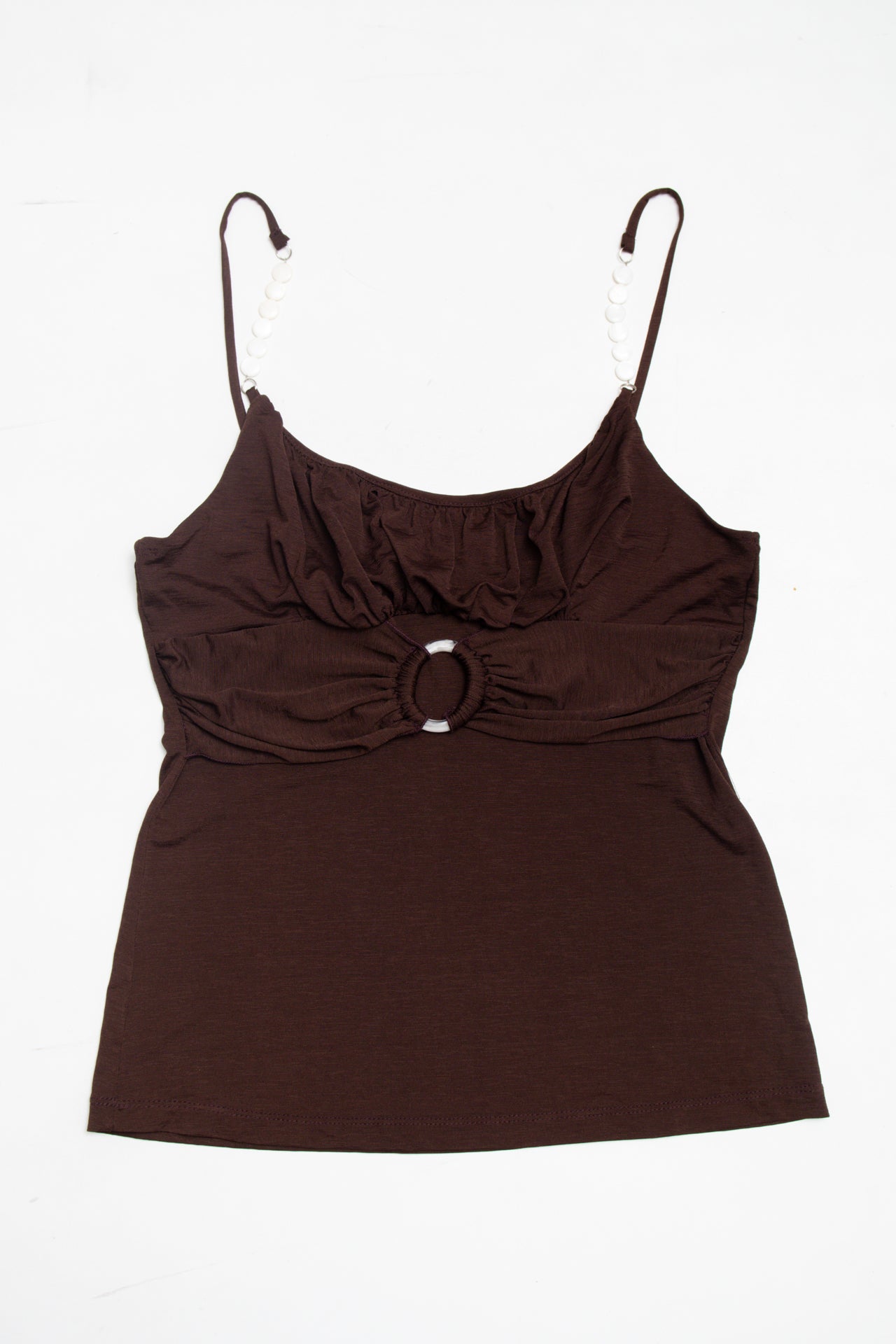 #21 Candie's ring detail brown ruched cami | c. 162 | size 8