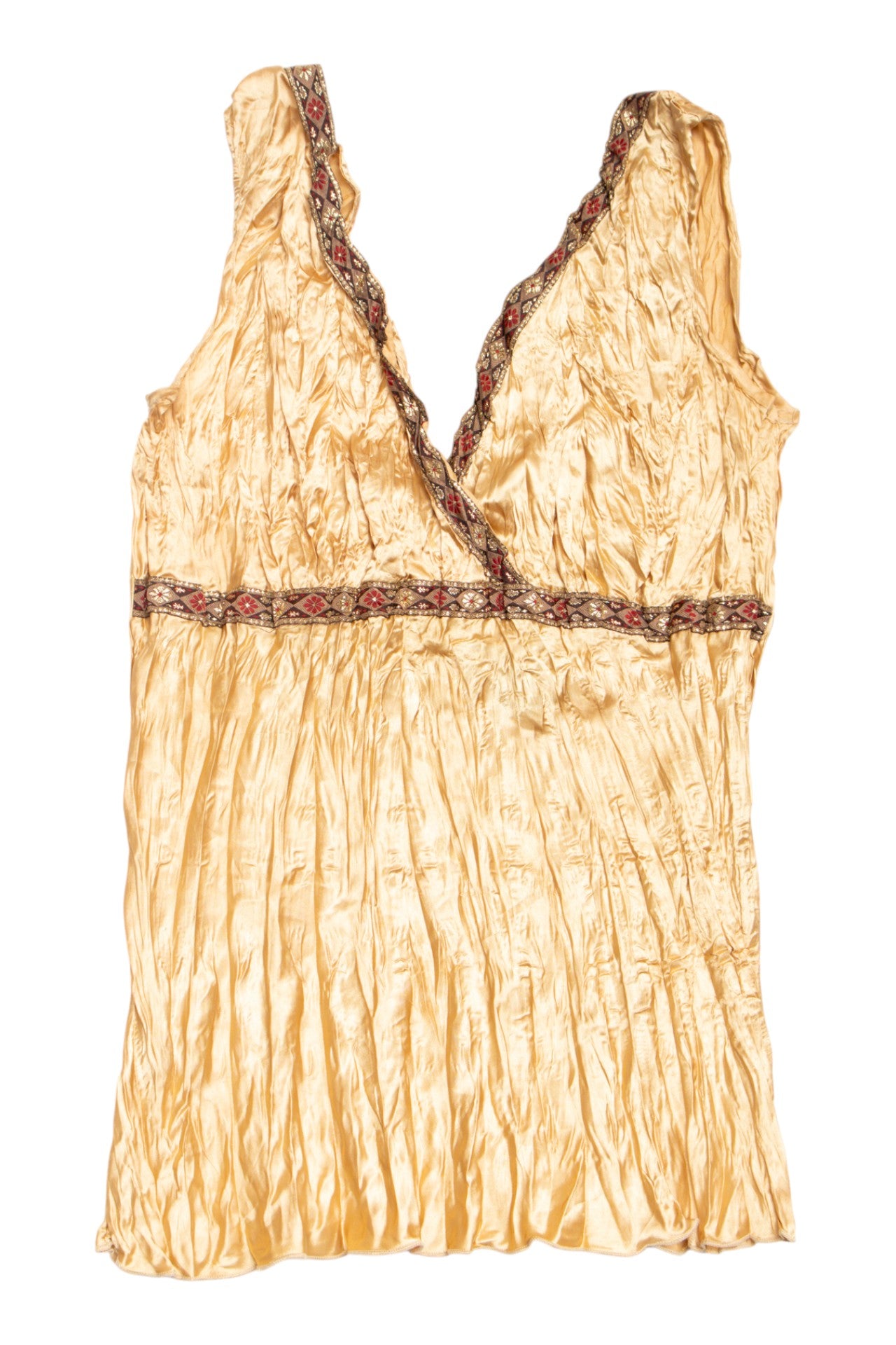 #52 gold Cato pleated tank | c. 162 | size 8