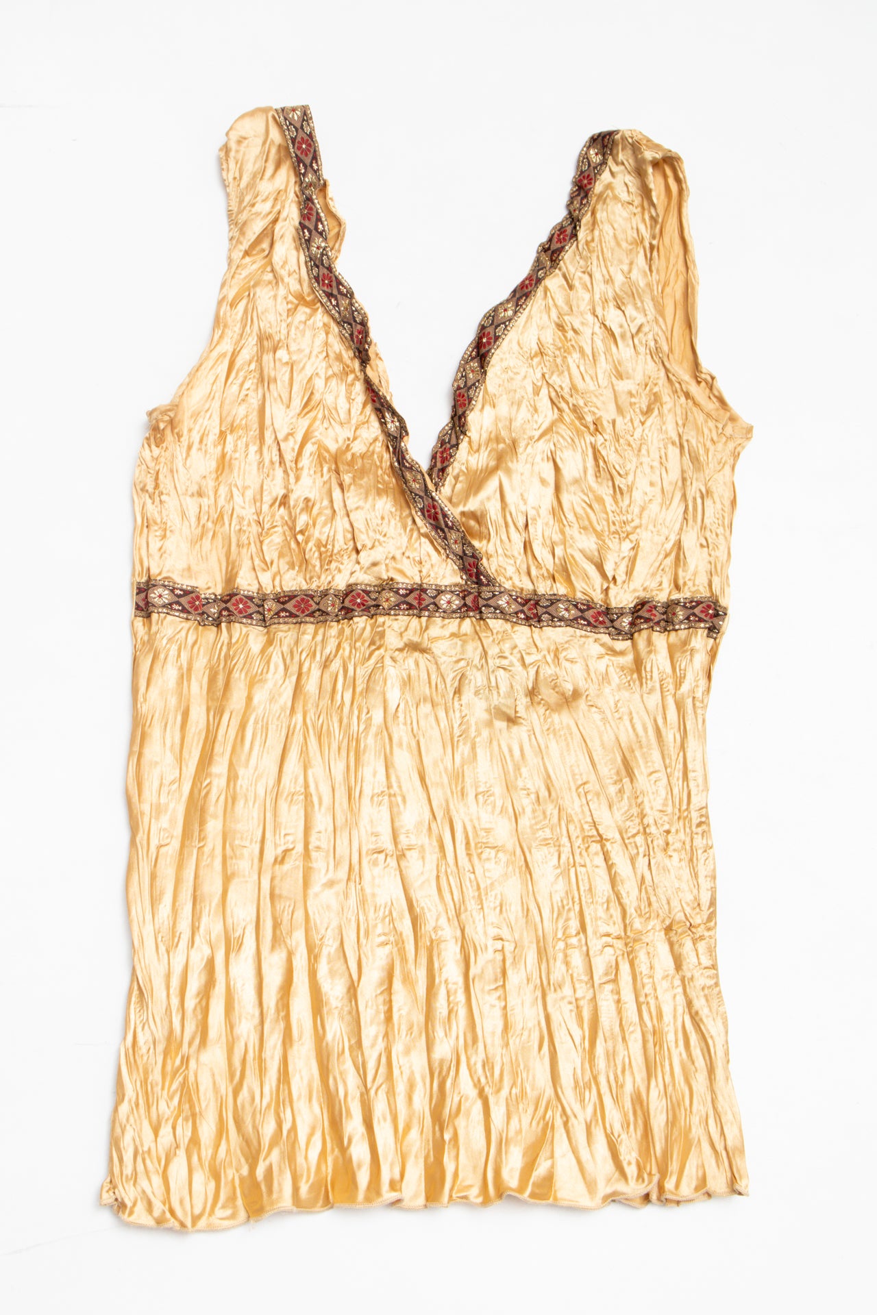 #52 gold Cato pleated tank | c. 162 | size 8