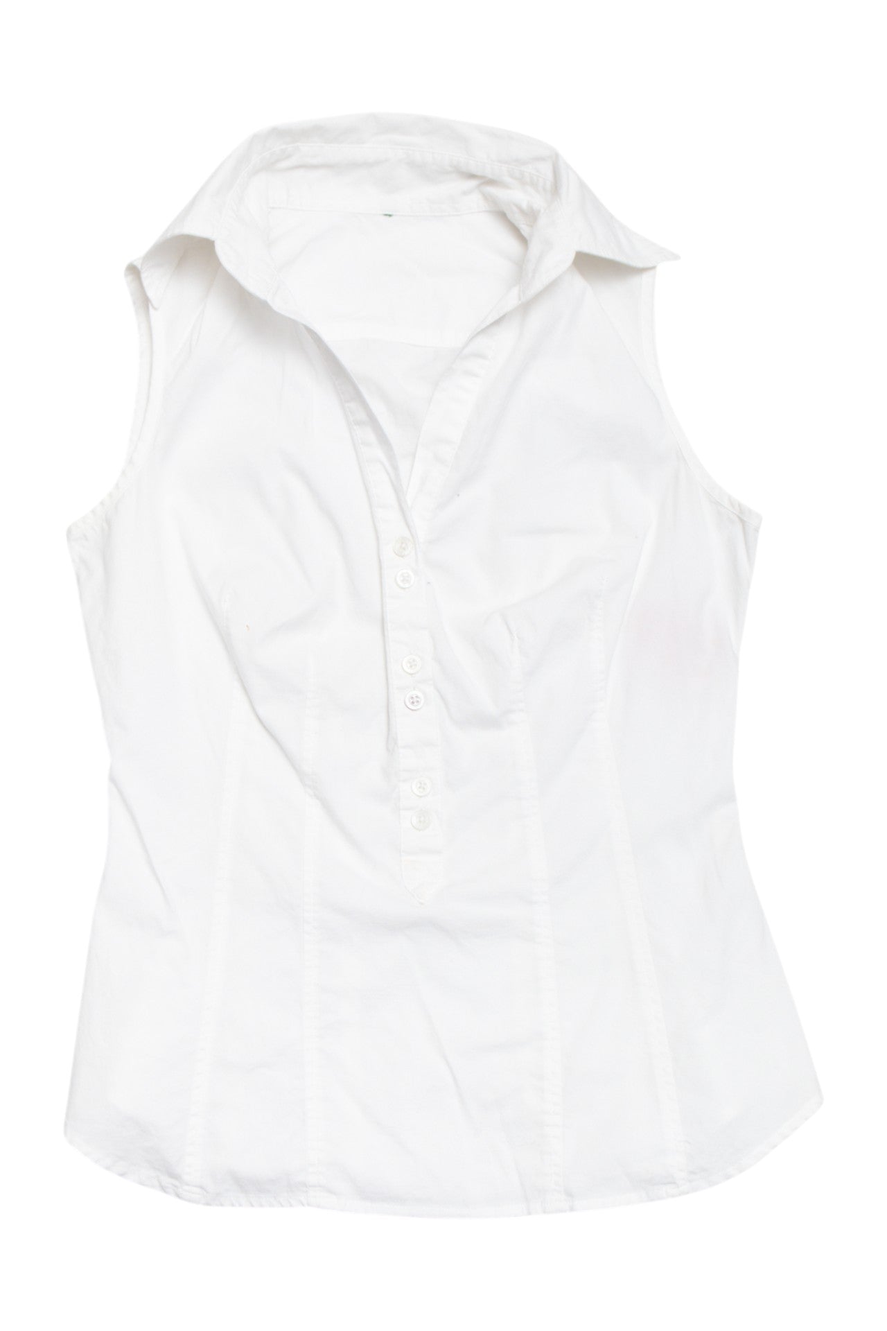 #58 darted white sleeveless button up | c. 162 | size 8