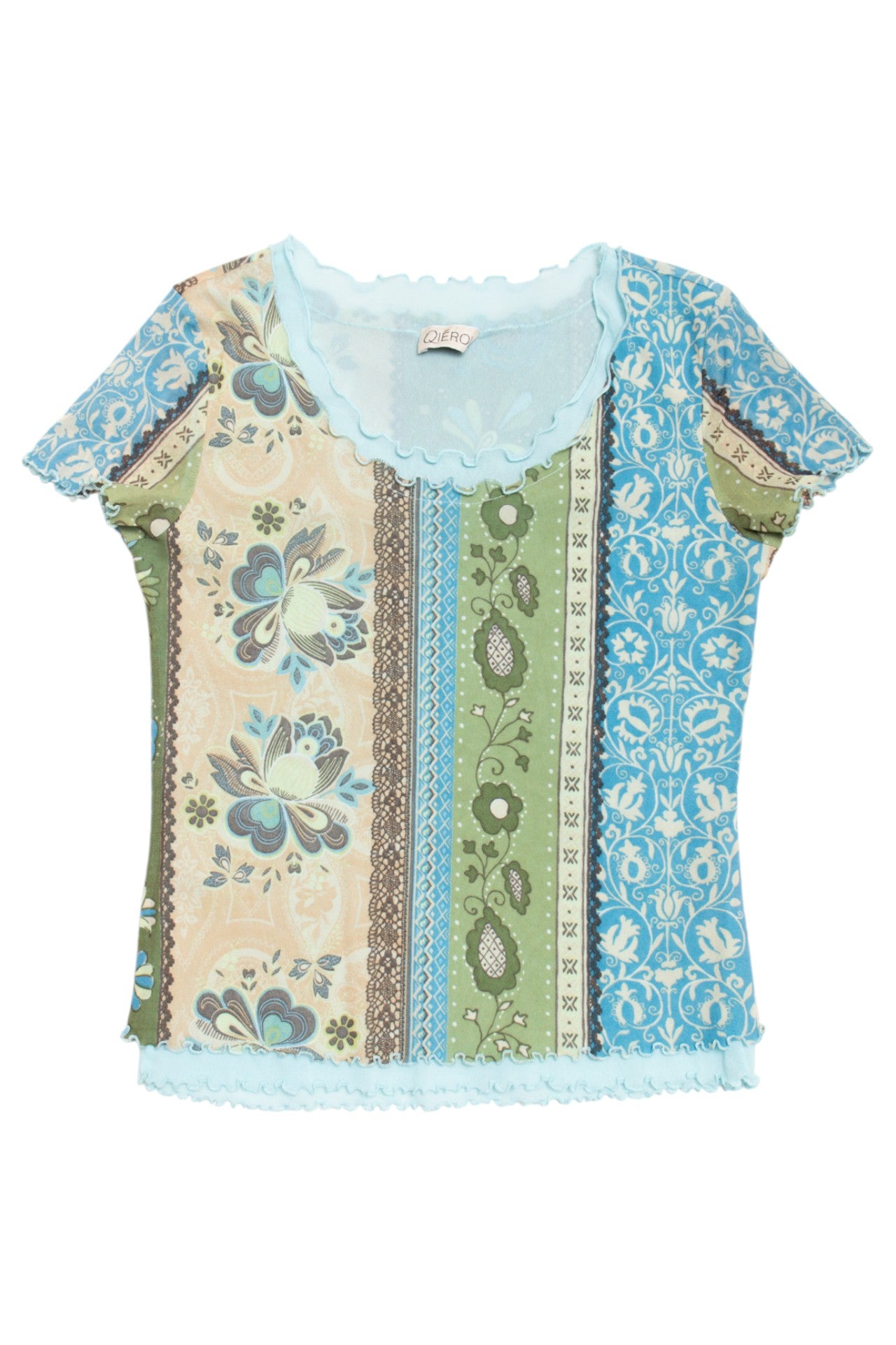 #90 Qiero! paisley print lettuce trim top | c. 162 | size 8