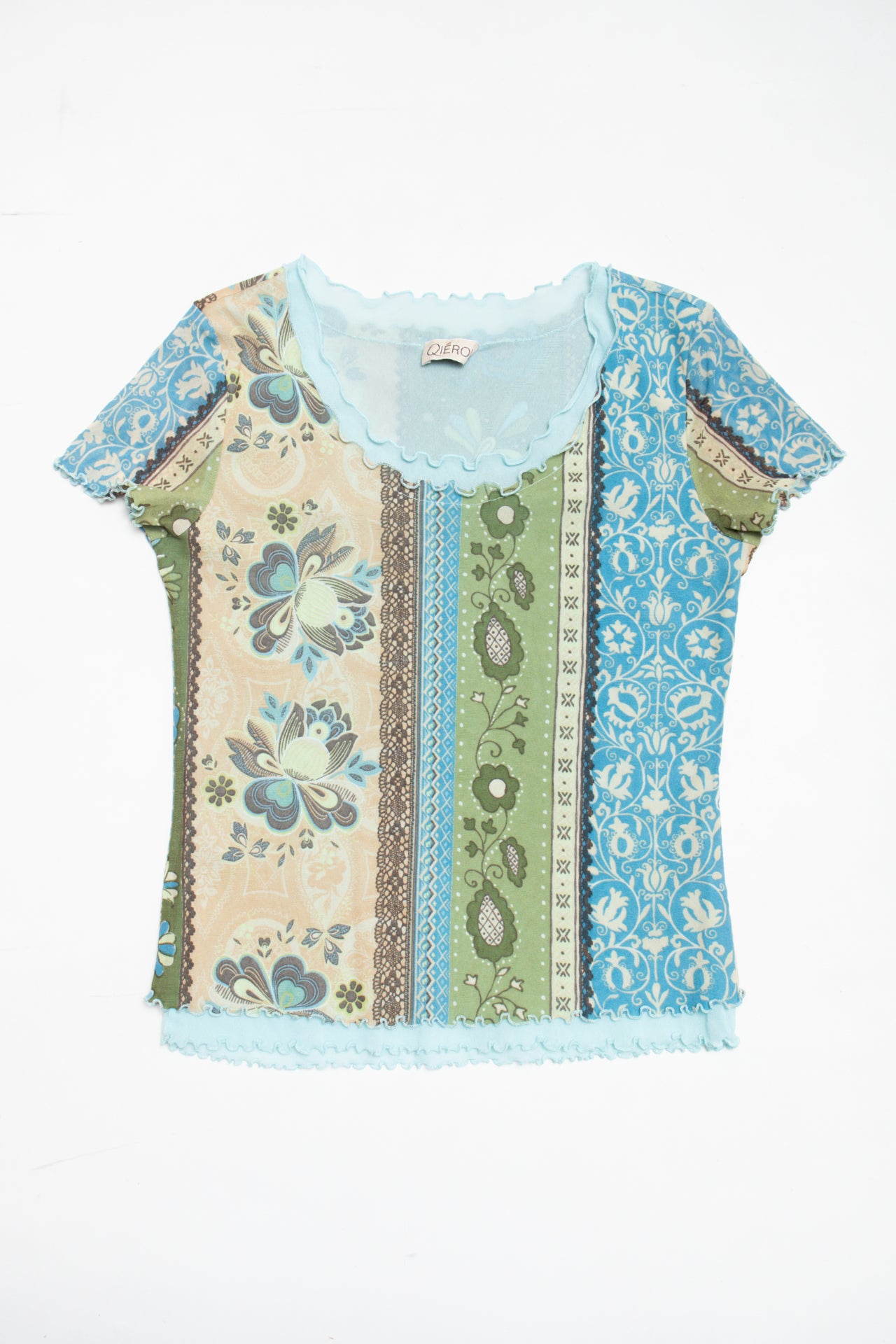 #90 Qiero! paisley print lettuce trim top | c. 162 | size 8