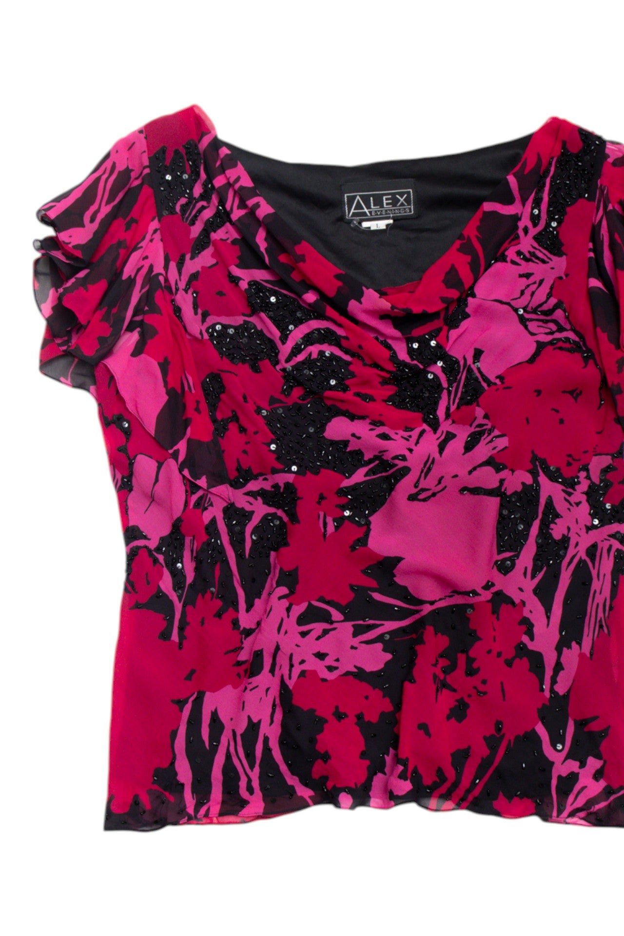 #99 Alex Evenings silk beaded cow-neck top | c. 162 | size 12