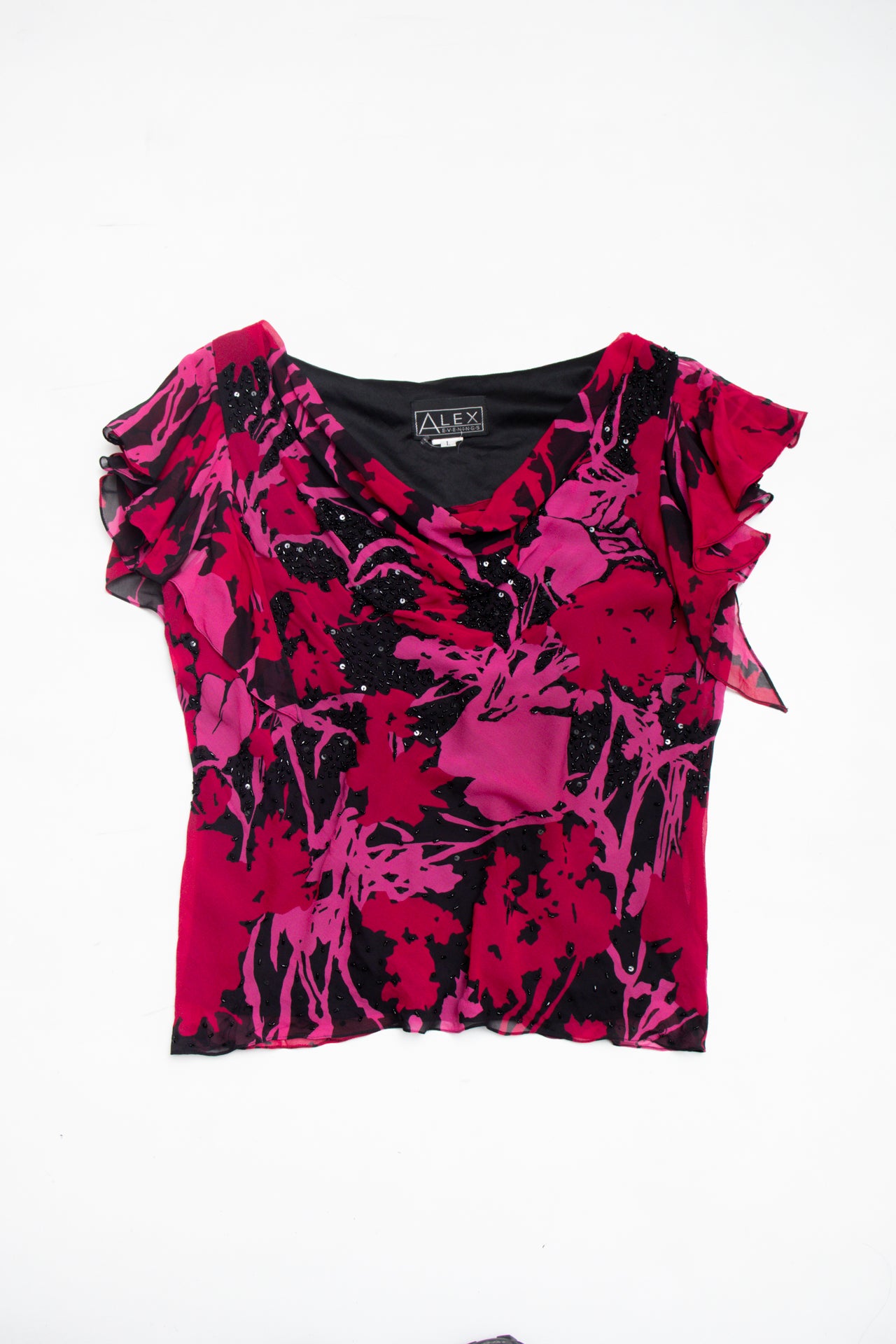 #99 Alex Evenings silk beaded cow-neck top | c. 162 | size 12
