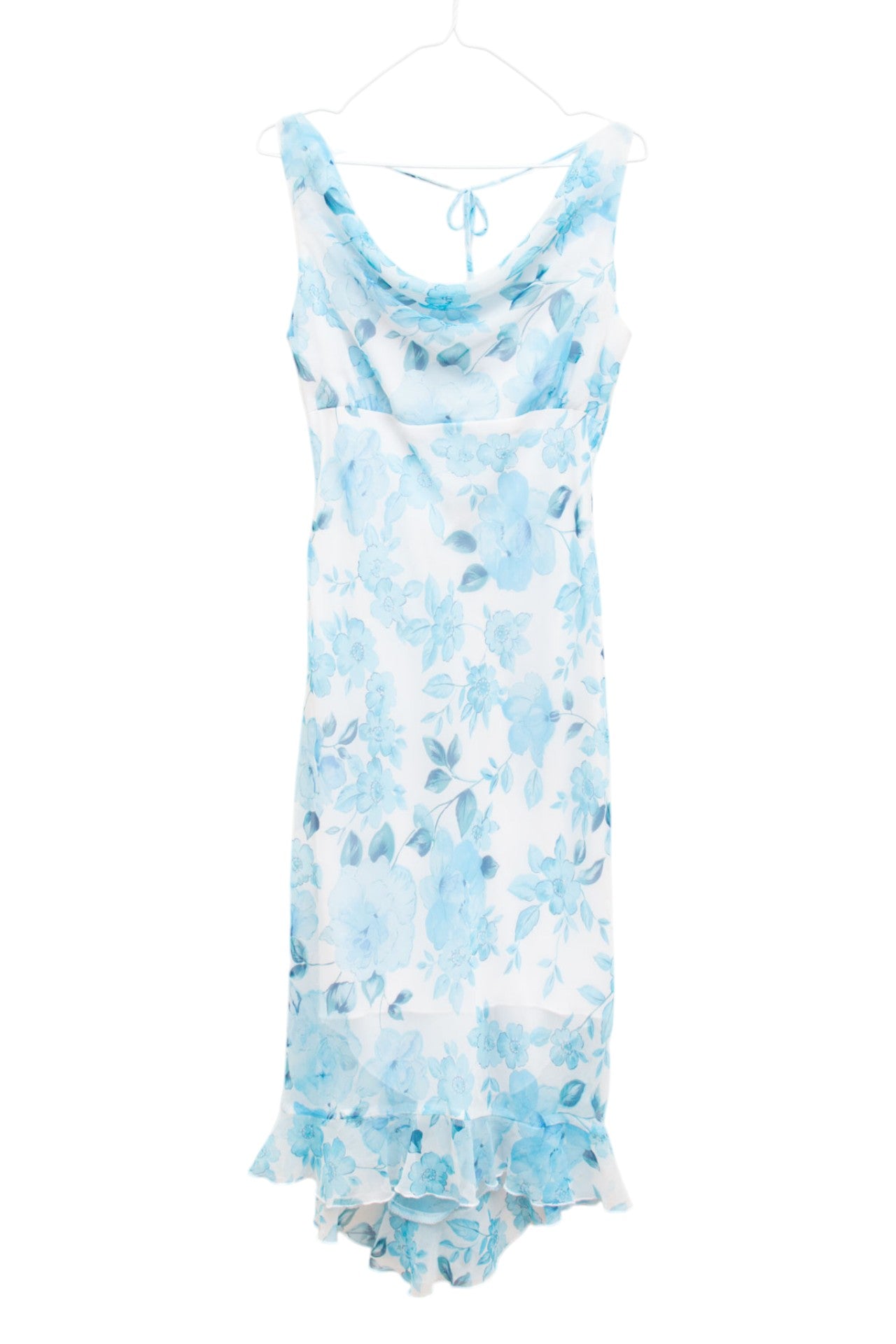 #153 cowneck floral blue dress | c. 154 | size 6/8