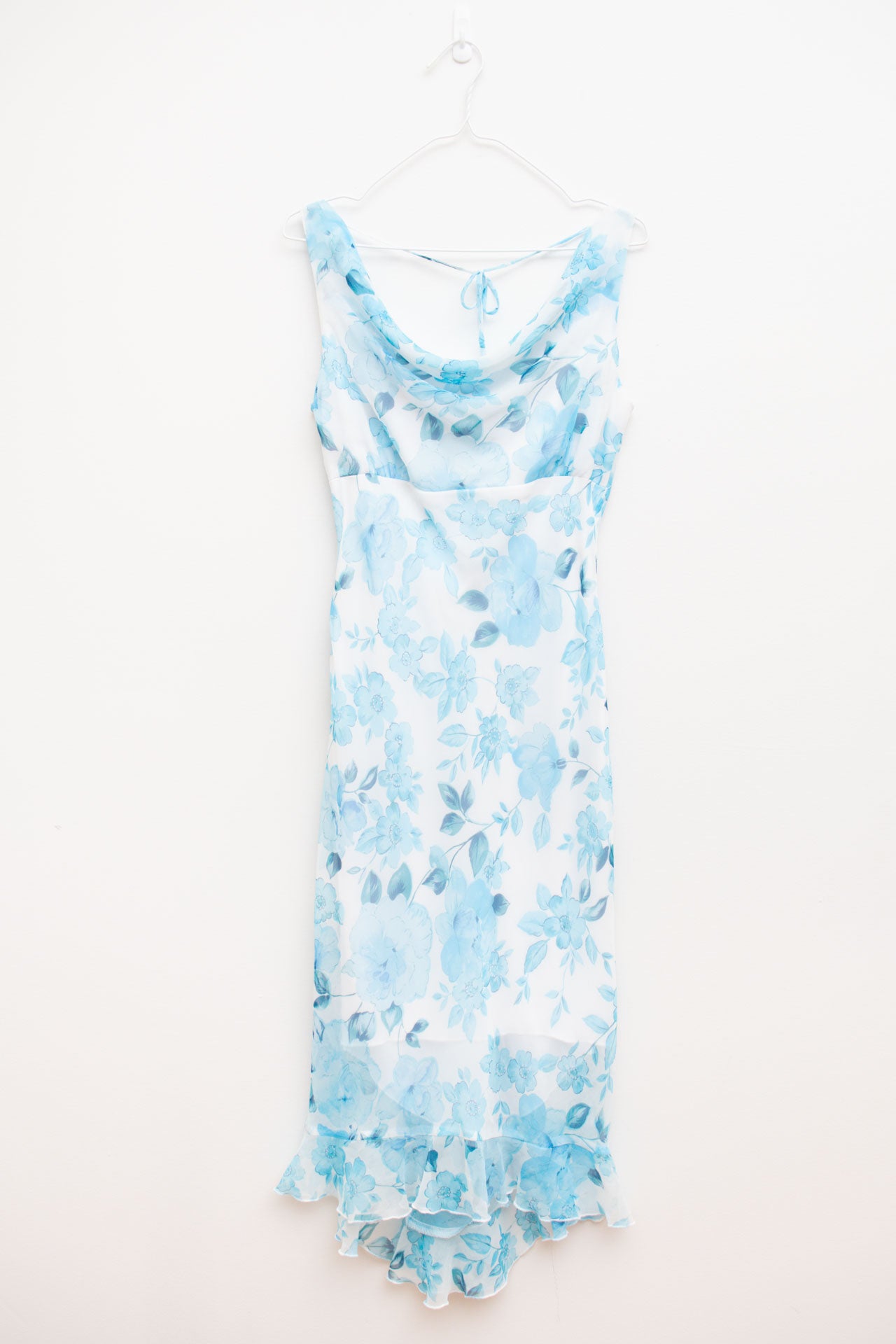 #153 cowneck floral blue dress | c. 154 | size 6/8