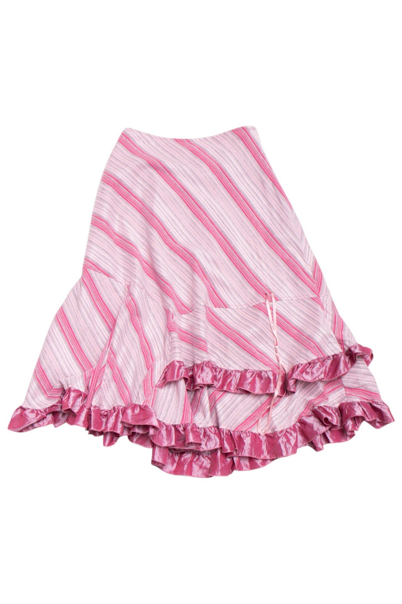 #120 layered frilly pink striped midi skirt | c. 162 | size 6/8
