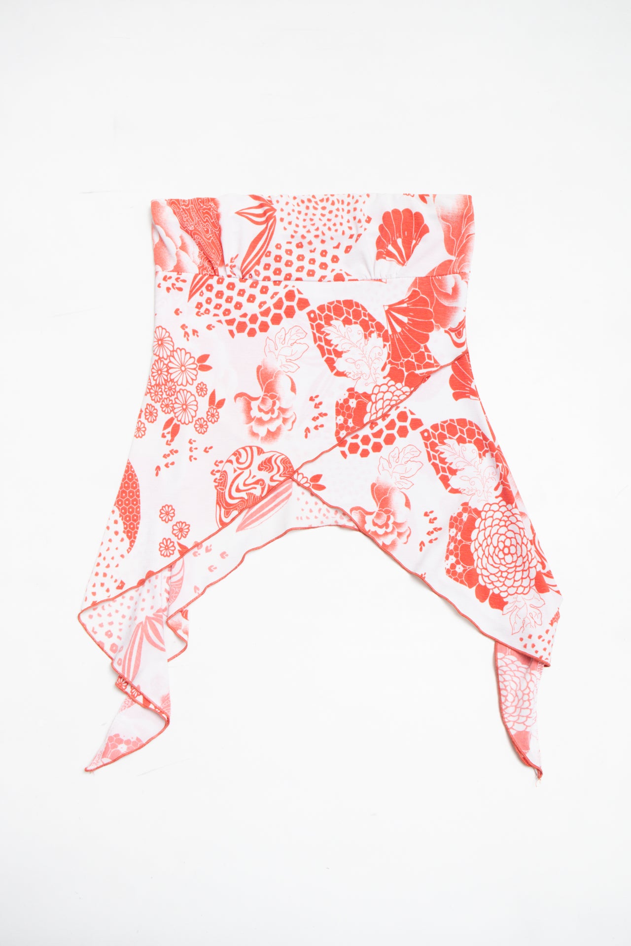 #242 floral print strapless top | c. 162 | size 8