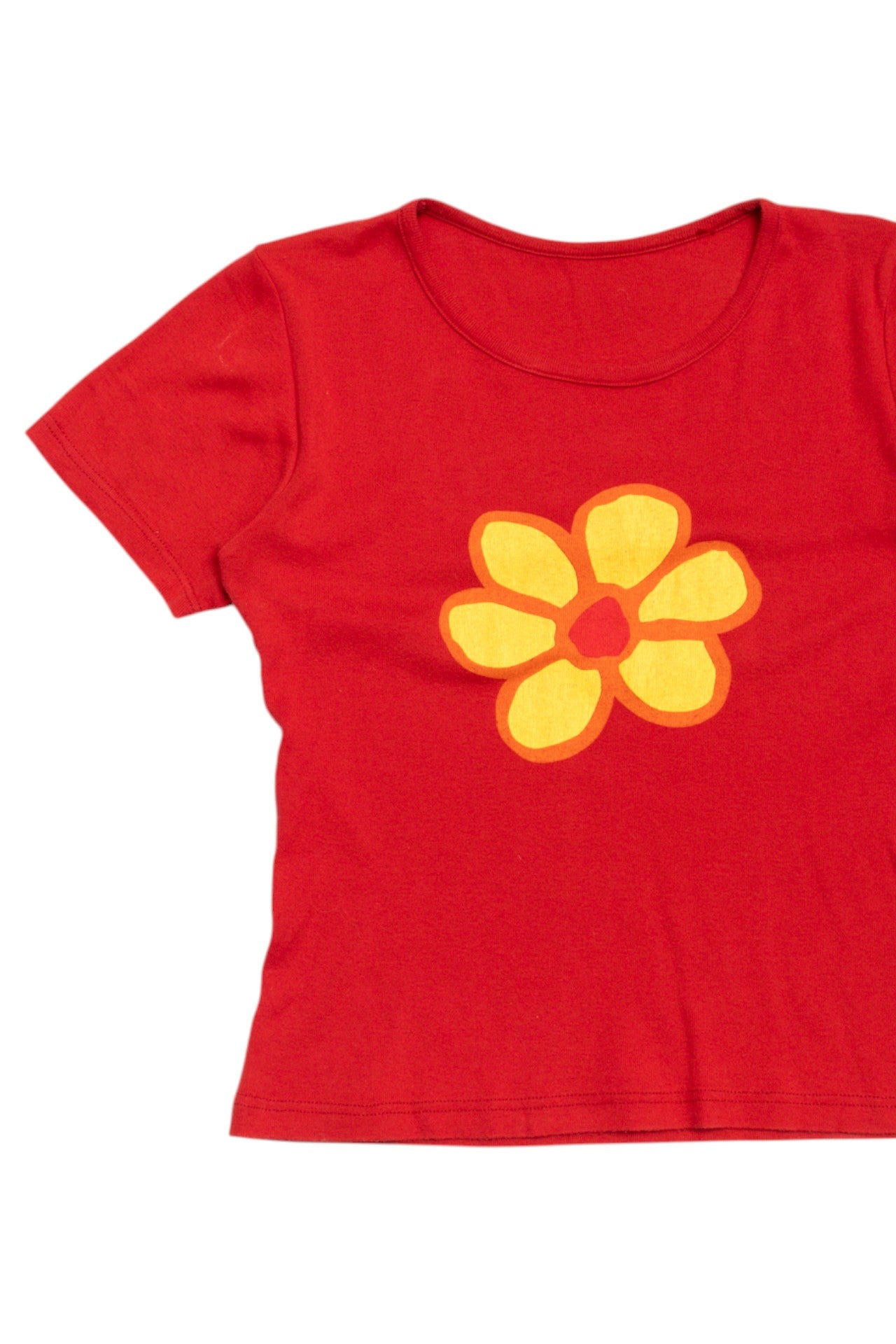 #170 yellow flower red cotton baby tee | c. 162 | size 8/10