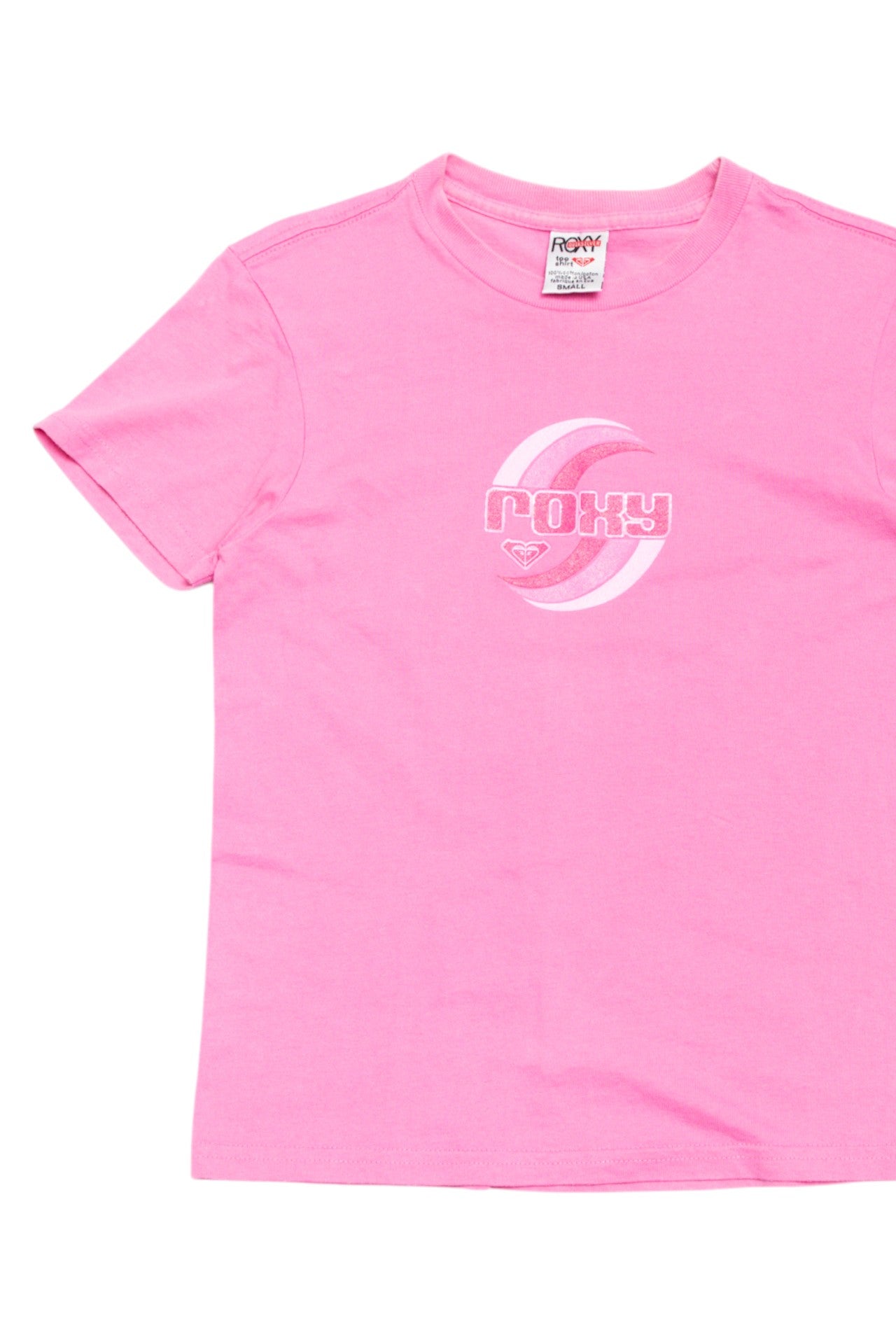 #174 Roxy pink glitter print tee | c. 162 | size 6