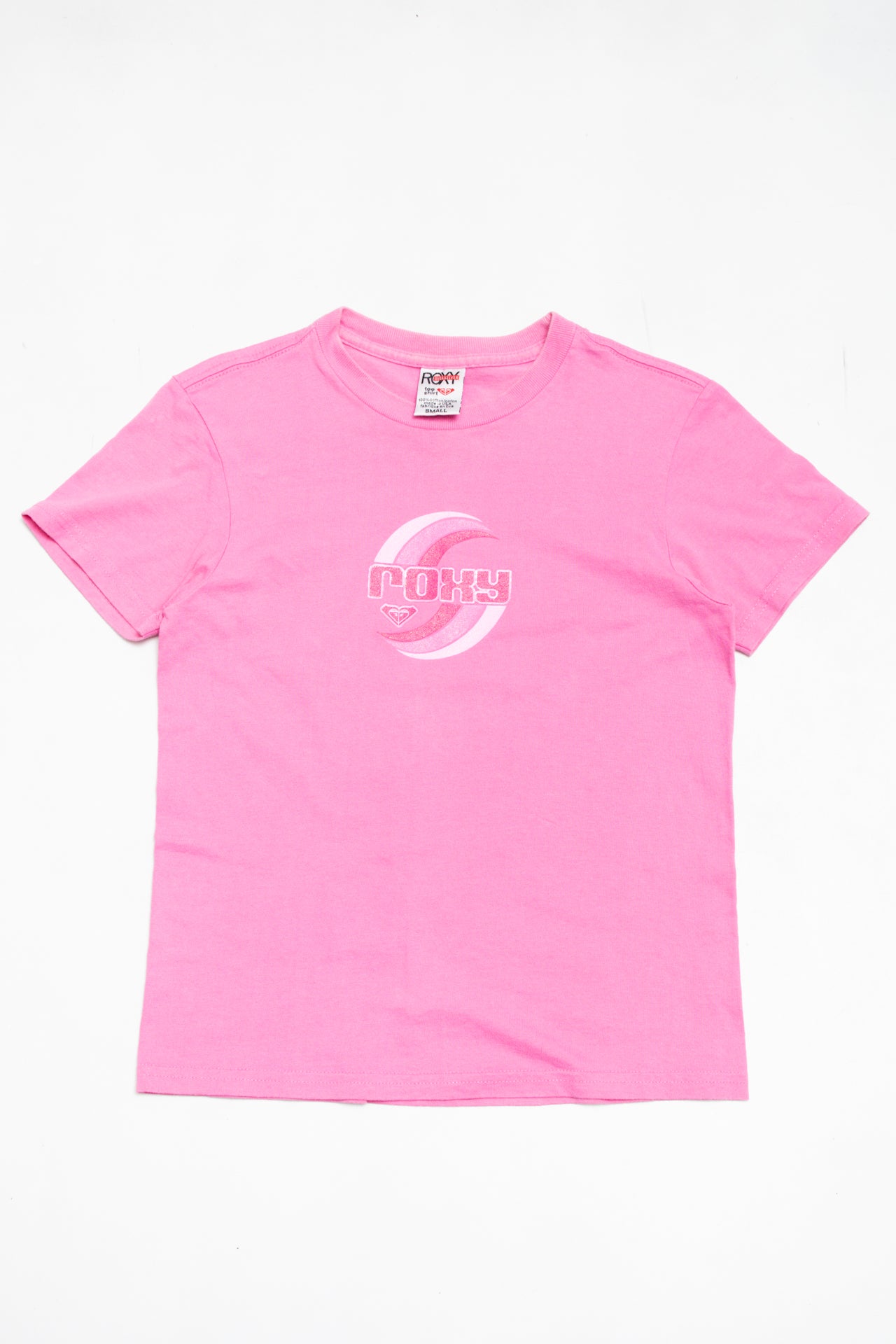 #174 Roxy pink glitter print tee | c. 162 | size 6