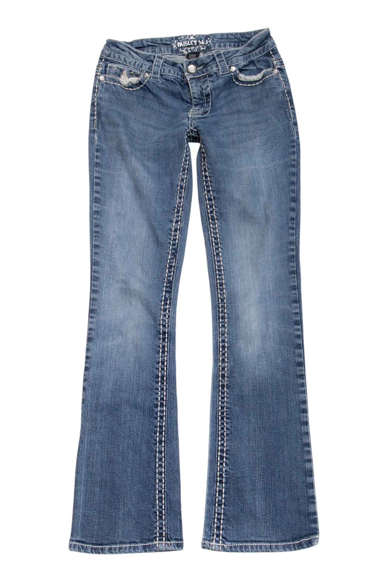 #175 Embroidered rhinestoned pocket jeans | c. 162 | size 4
