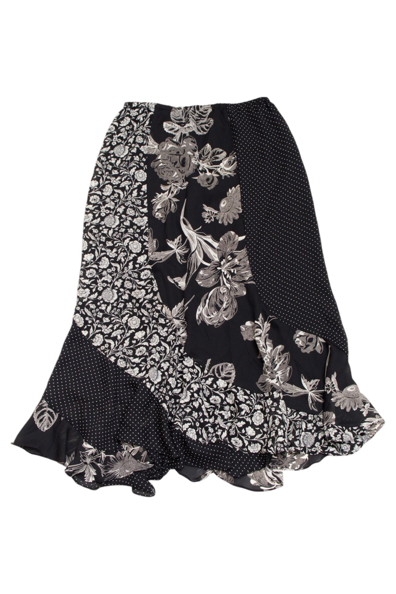 #187 Virgo mix print polka dot midi skirt | c. 162 | size 8
