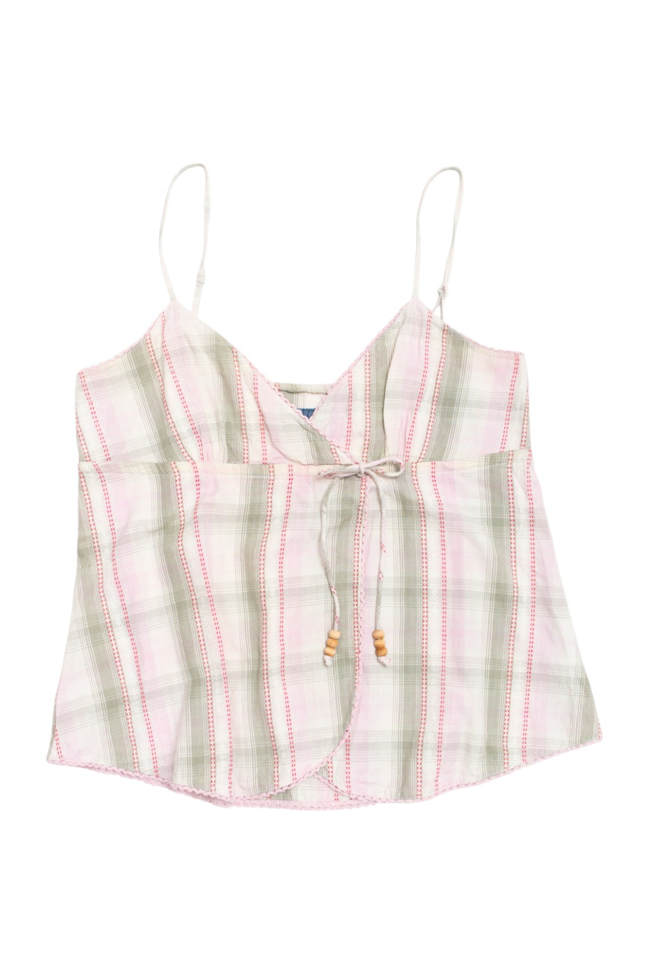 #195 cotton plaid green/pink cami | c. 162 | size 8