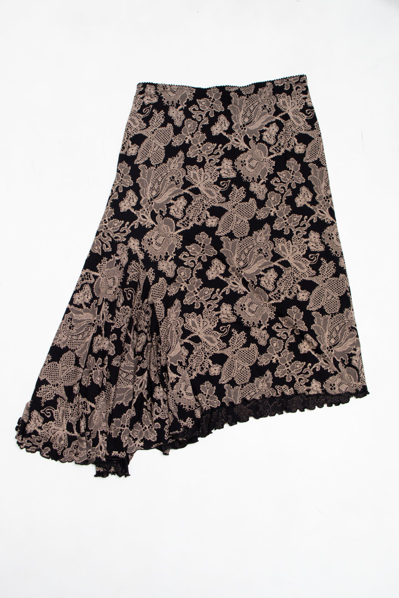 #207 Cue lace print asymmetrical skirt | c. 162 | size 6